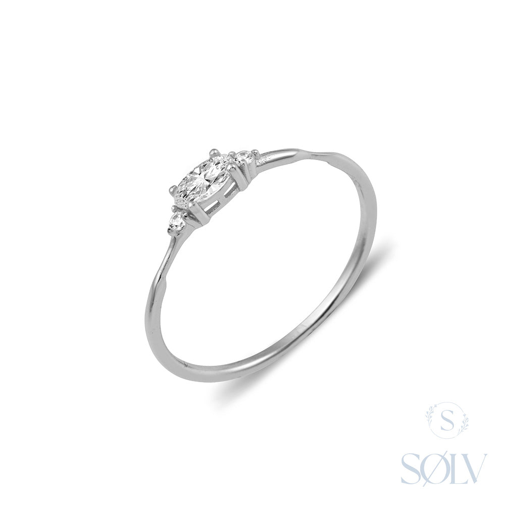 Solv Sterling Silver Cubic Zirconia Ring, Size 6