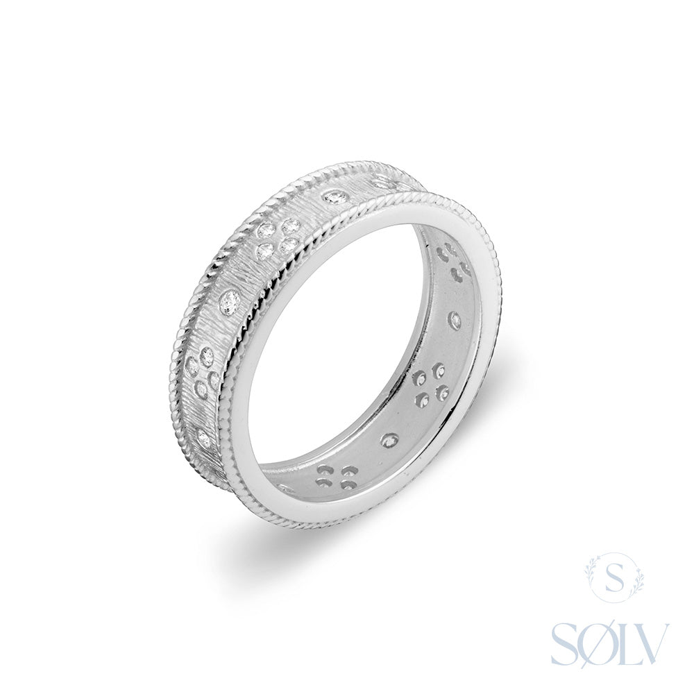 Solv Sterling Silver Byzantine Cubic Zirconia Ring, Size 7