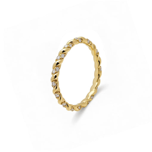 Solv Sterling Silver Gold Plated Cubic Zirconia Twist Ring