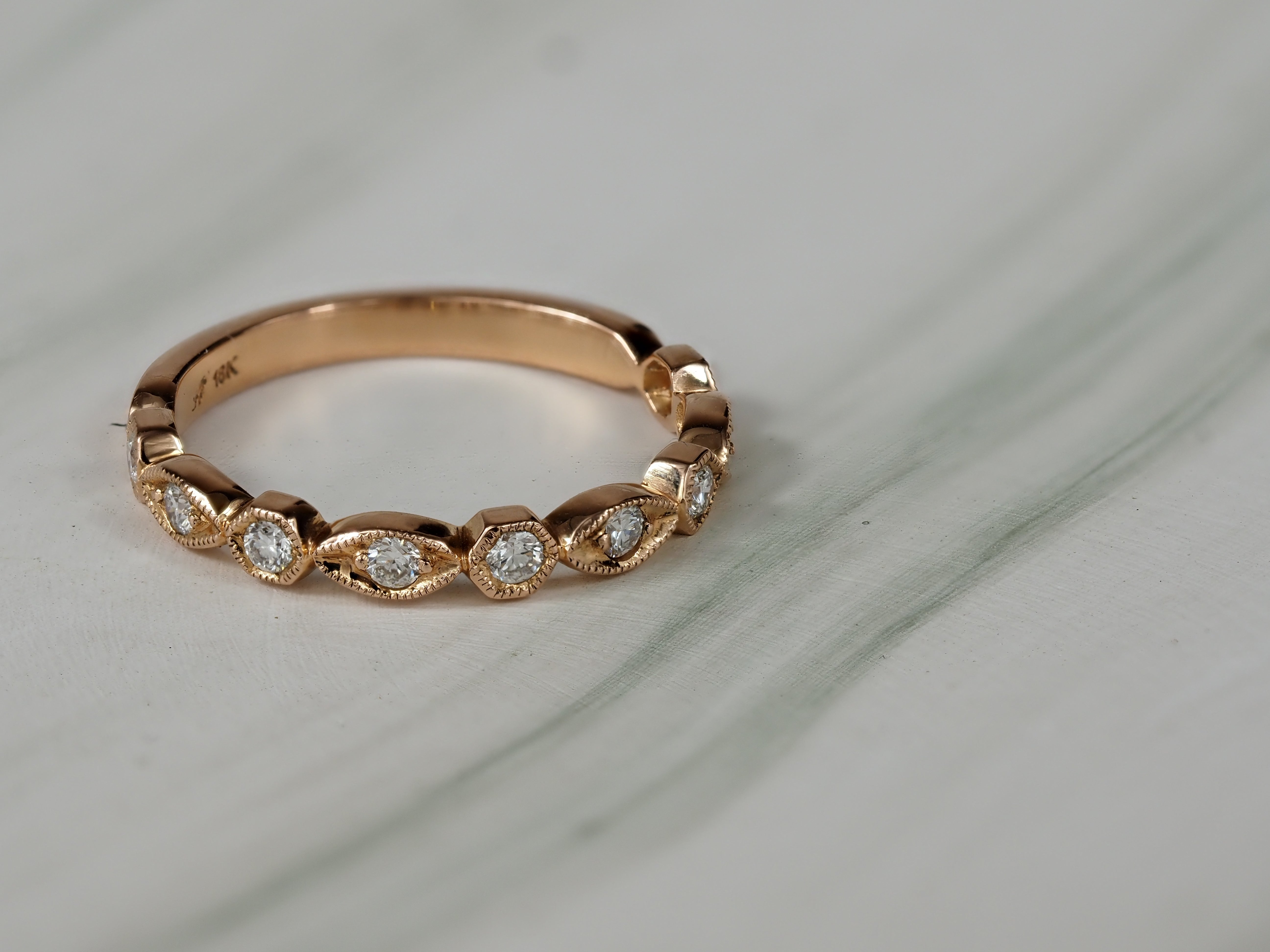 18ct Rose Gold Vintage Style Diamond Ring, 0.23ct Total