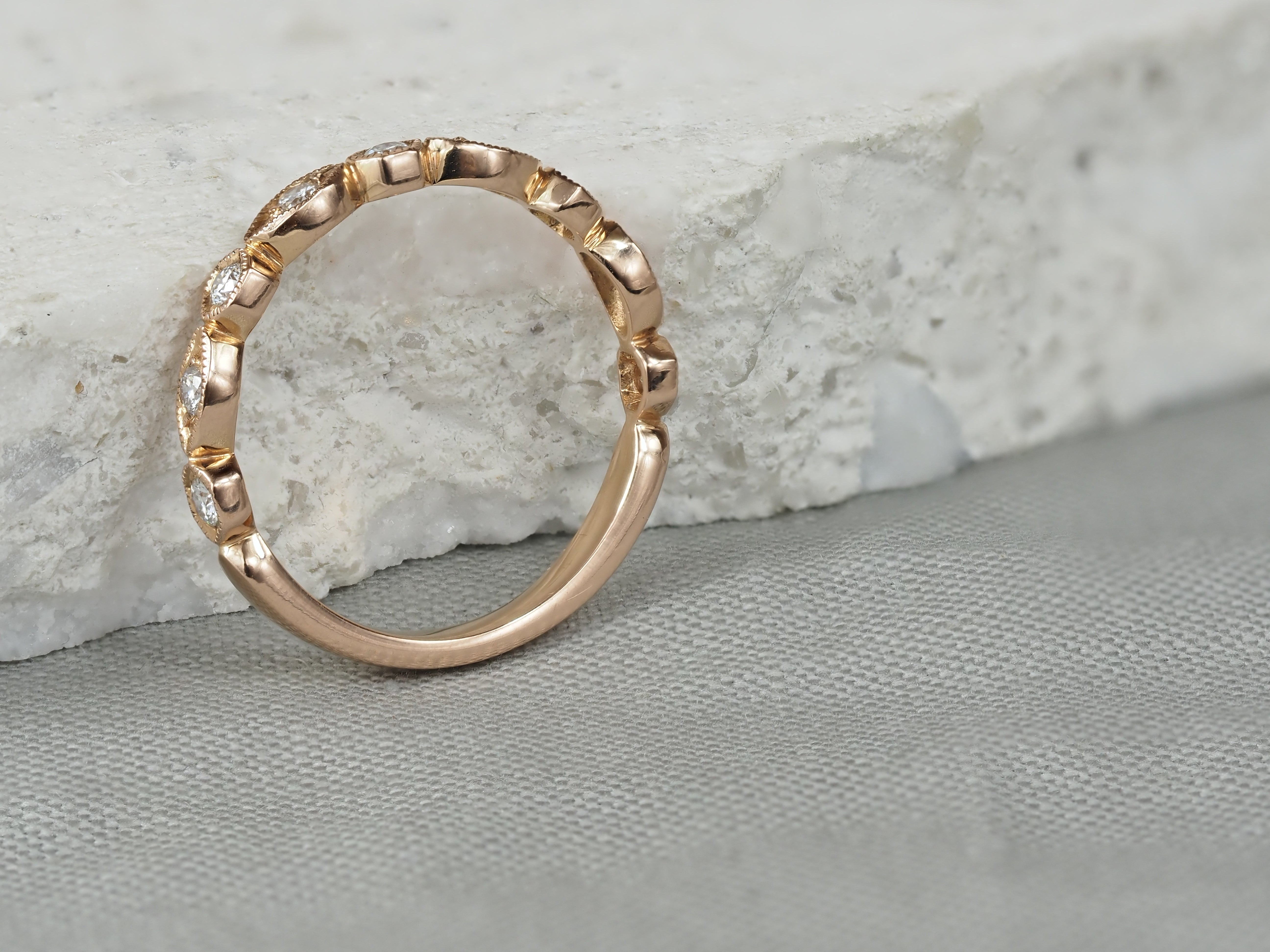 18ct Rose Gold Vintage Style Diamond Ring, 0.23ct Total
