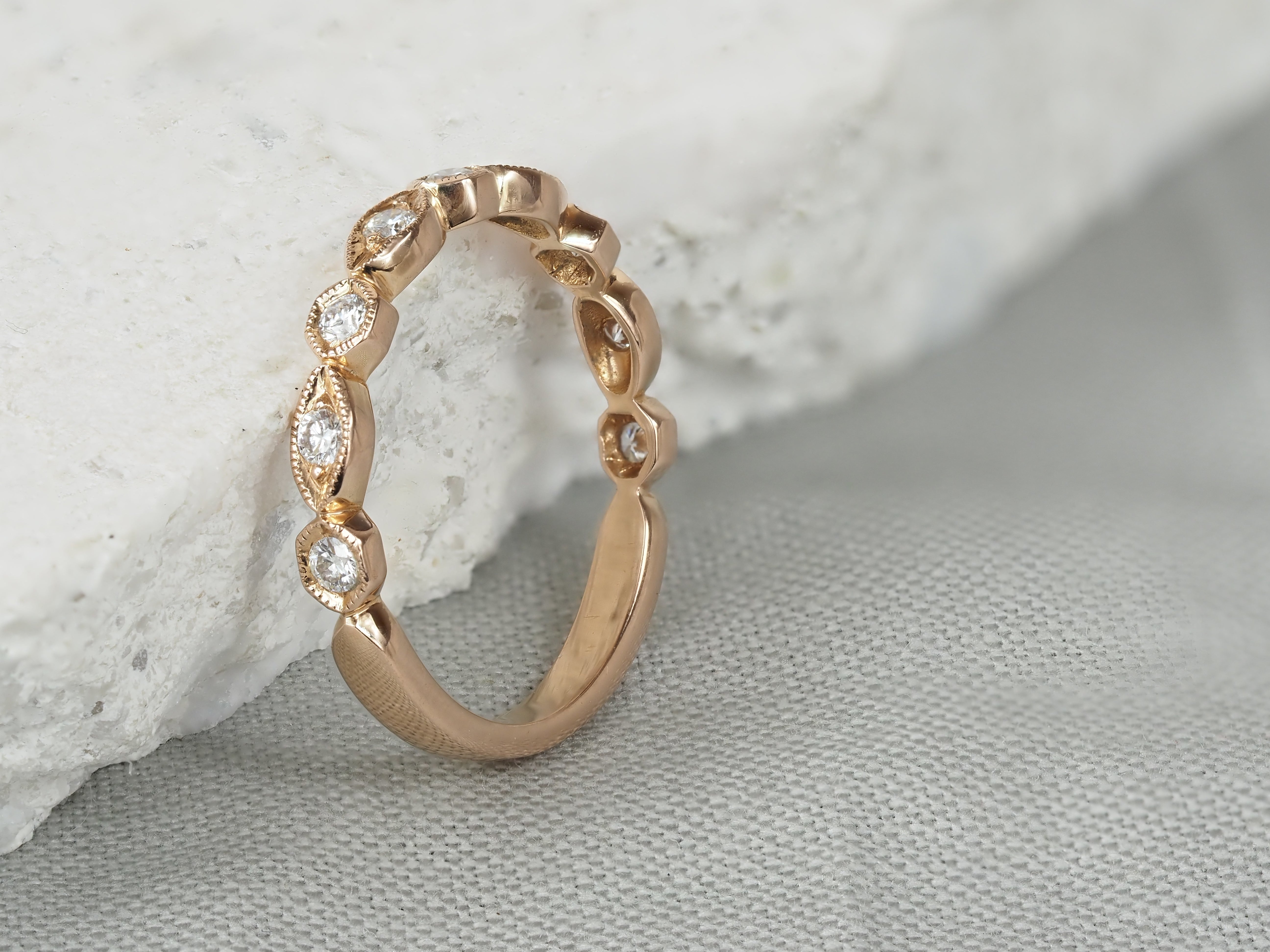 18ct Rose Gold Vintage Style Diamond Ring, 0.23ct Total