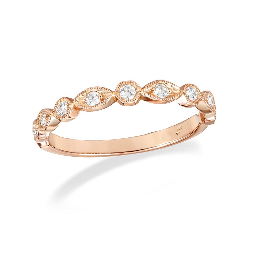 18ct Rose Gold Vintage Style Diamond Ring, 0.23ct Total