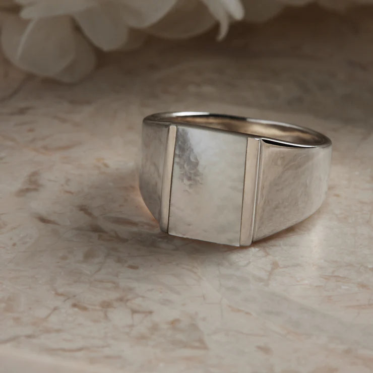 Najo Sterling Silver Alchemist Mother of Pearl Ring, medium