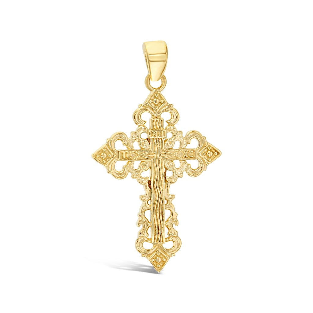 9ct Yellow Gold Fancy Filagree Cross Pendant