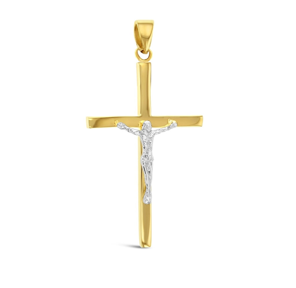 9ct Yellow and White Gold Crucifix