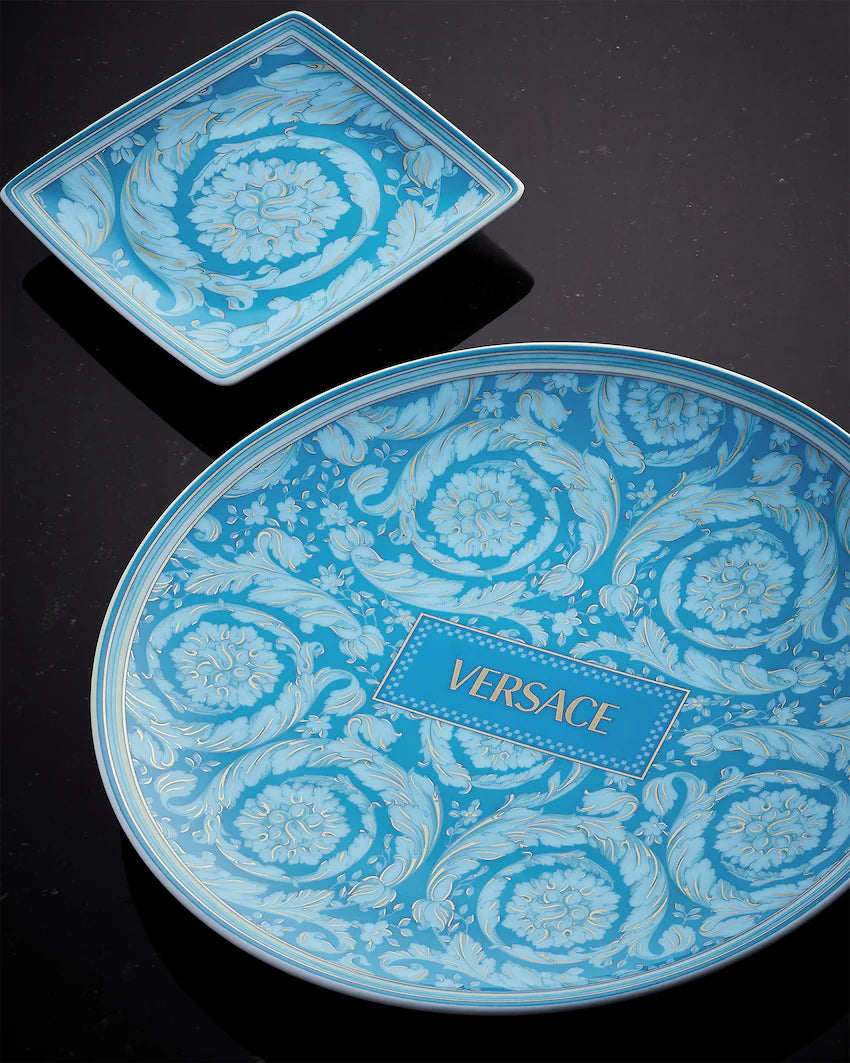 Versace Barocco Teal Plate, 17 cm