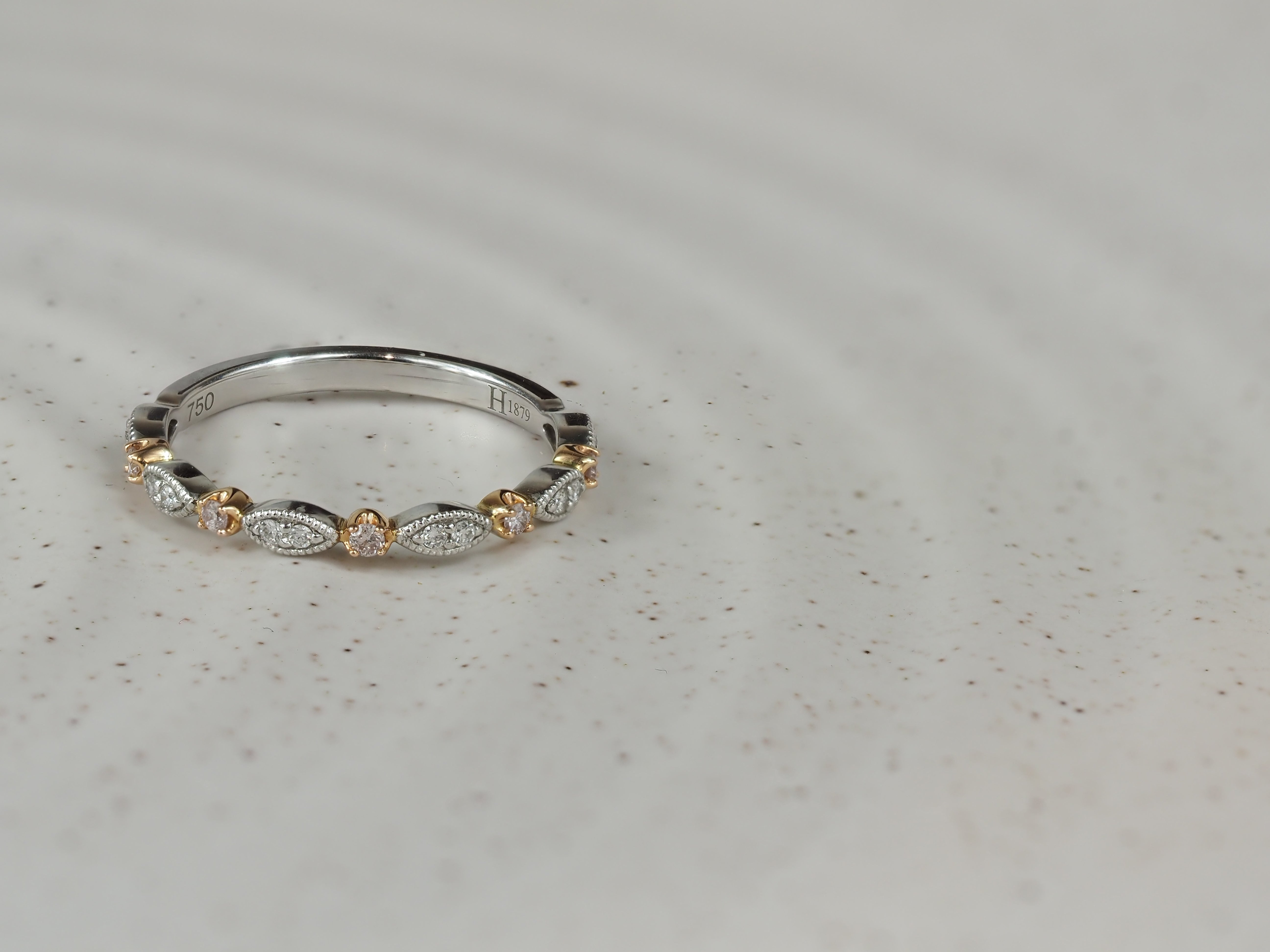 18ct Rose and White Gold Pink and White Diamond Ring, 0.15ct total