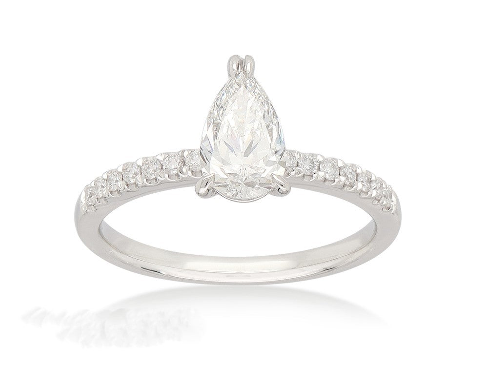 18ct White Gold Pear engagement ring, 0.72ct centre