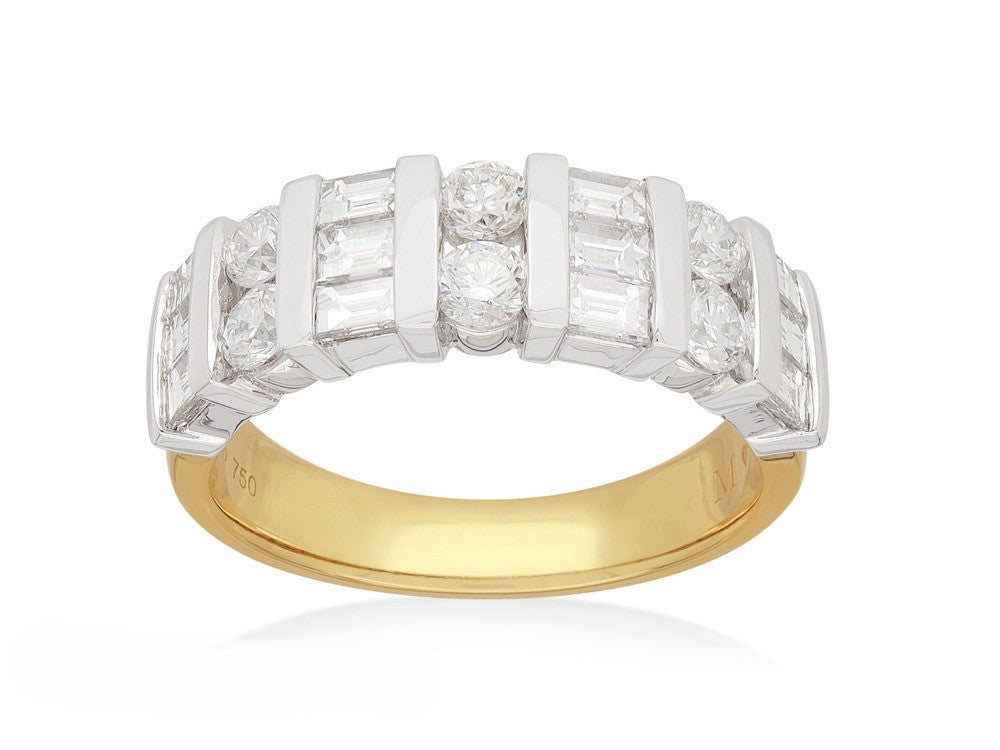 18ct Yellow and White Gold Wide Tension Set Diamond Ring, 1.84ct