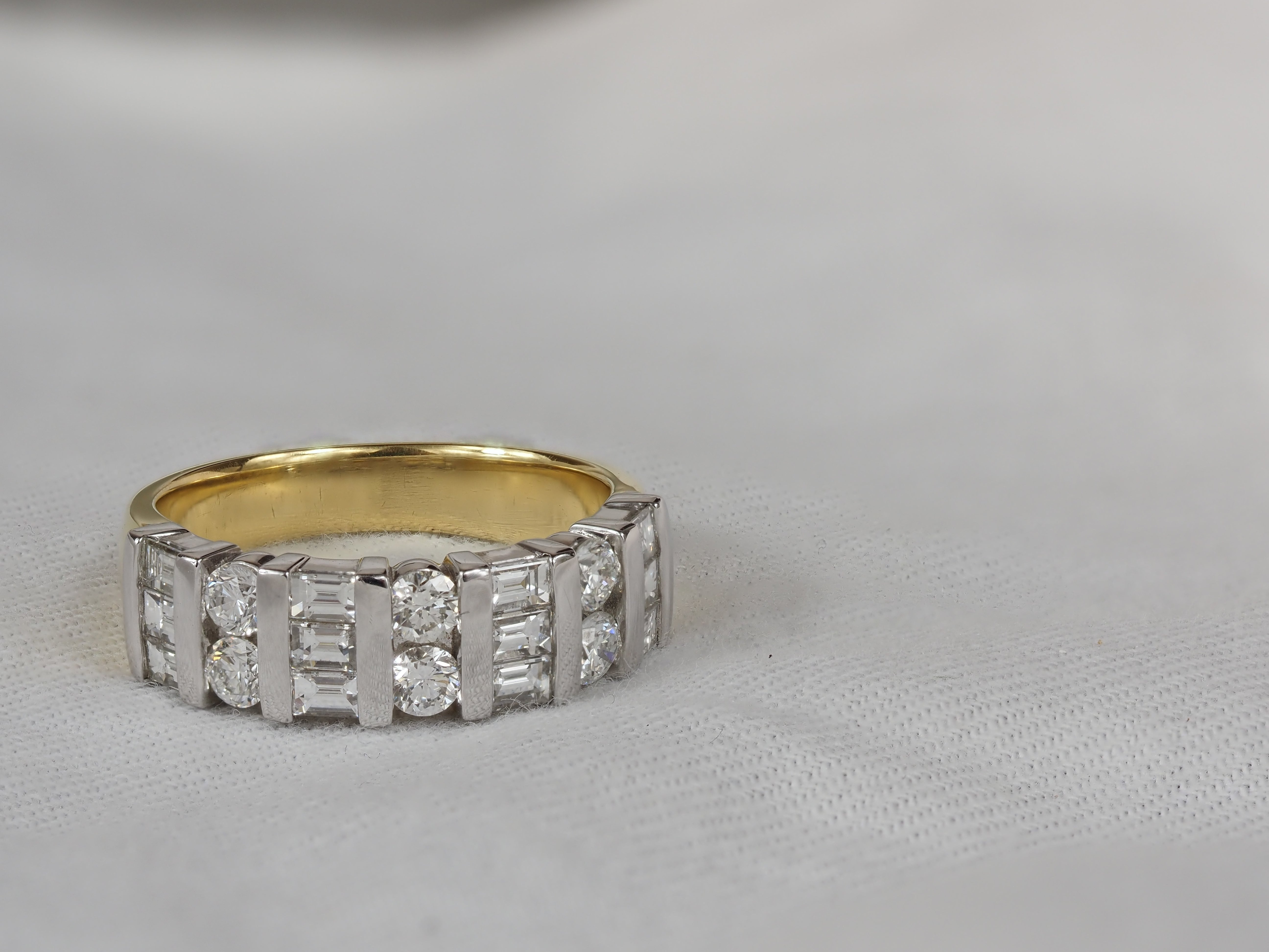 18ct Yellow and White Gold Wide Tension Set Diamond Ring, 1.84ct