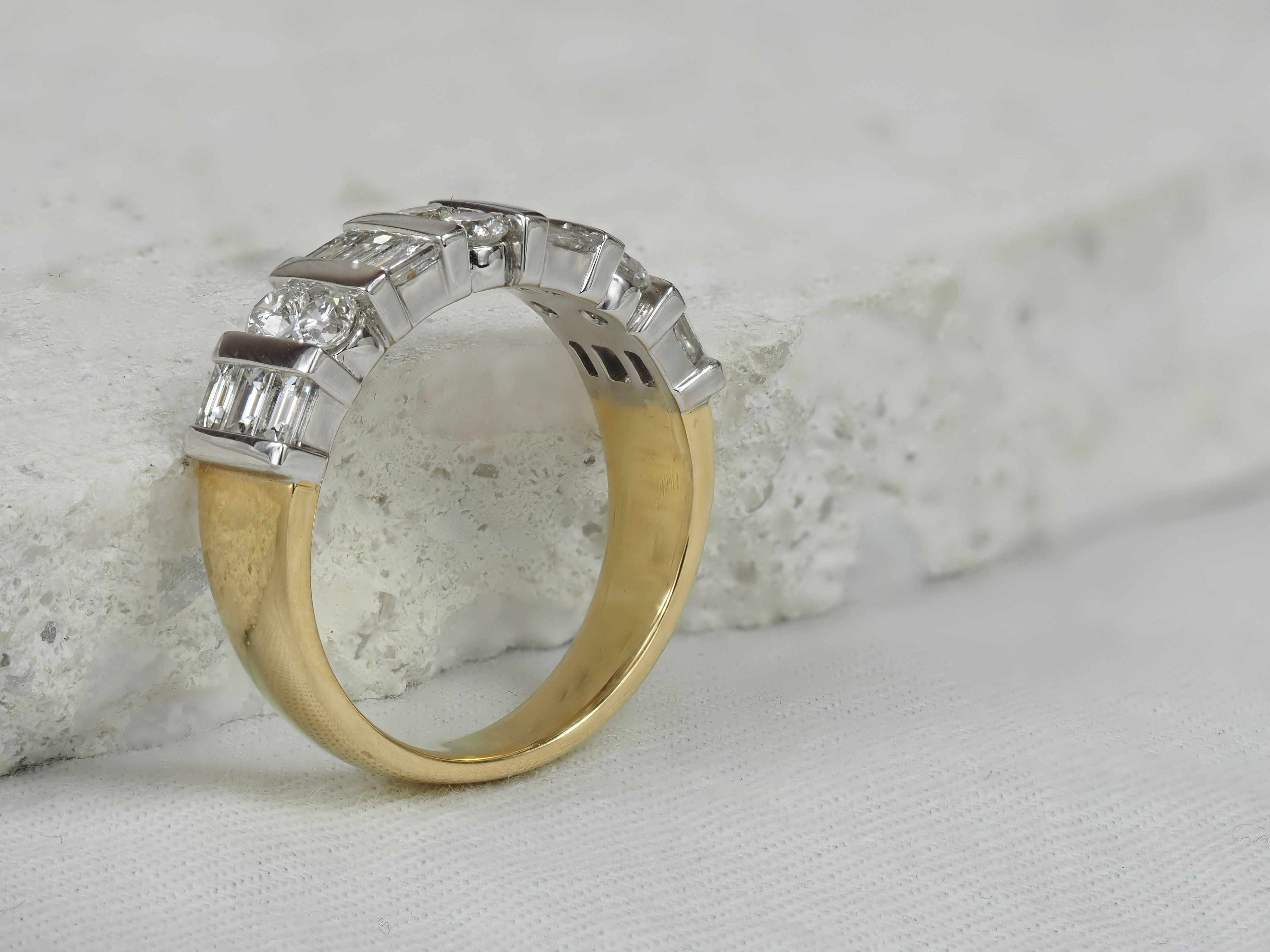 18ct Yellow and White Gold Wide Tension Set Diamond Ring, 1.84ct