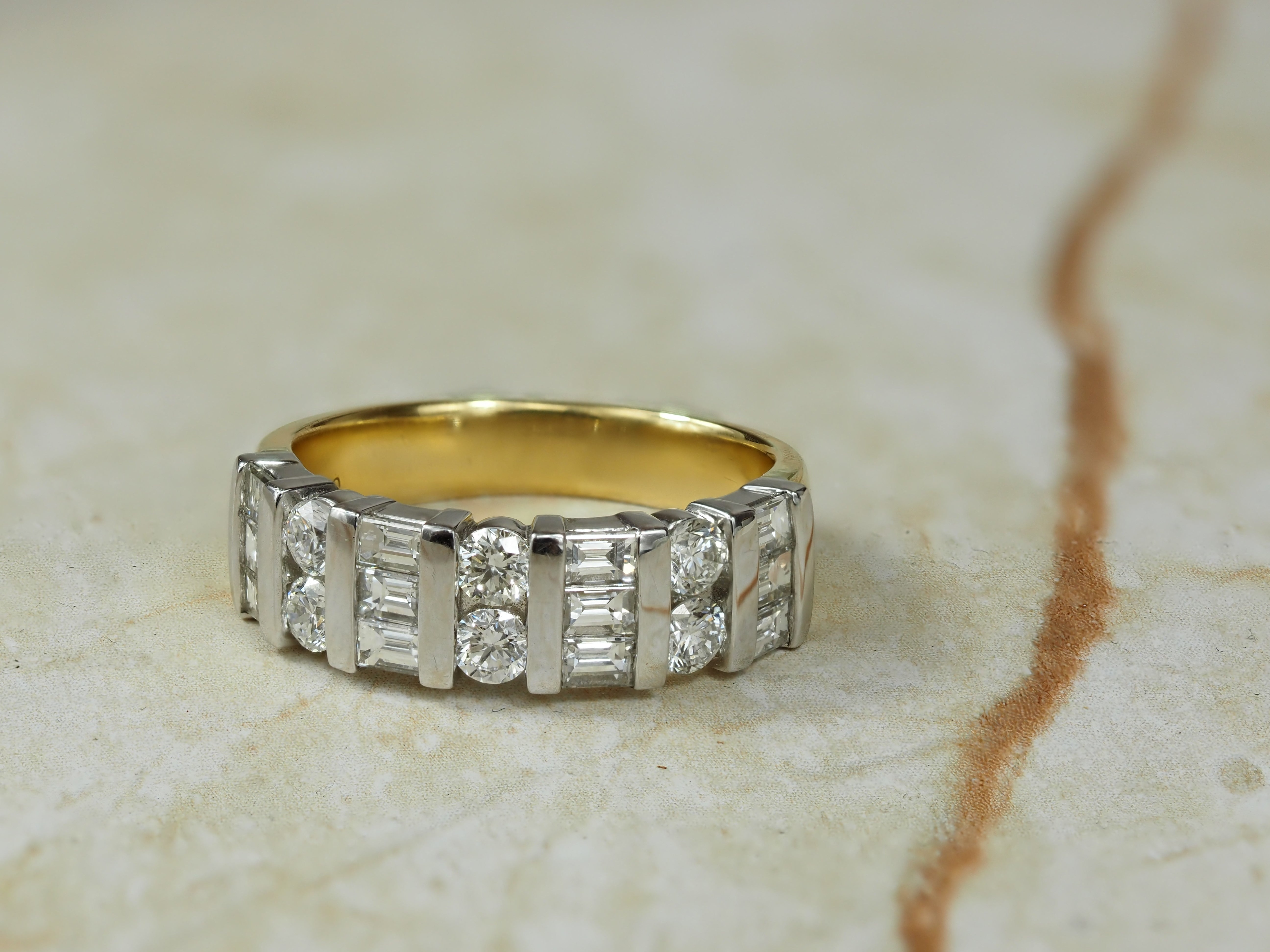 18ct Yellow and White Gold Wide Tension Set Diamond Ring, 1.84ct