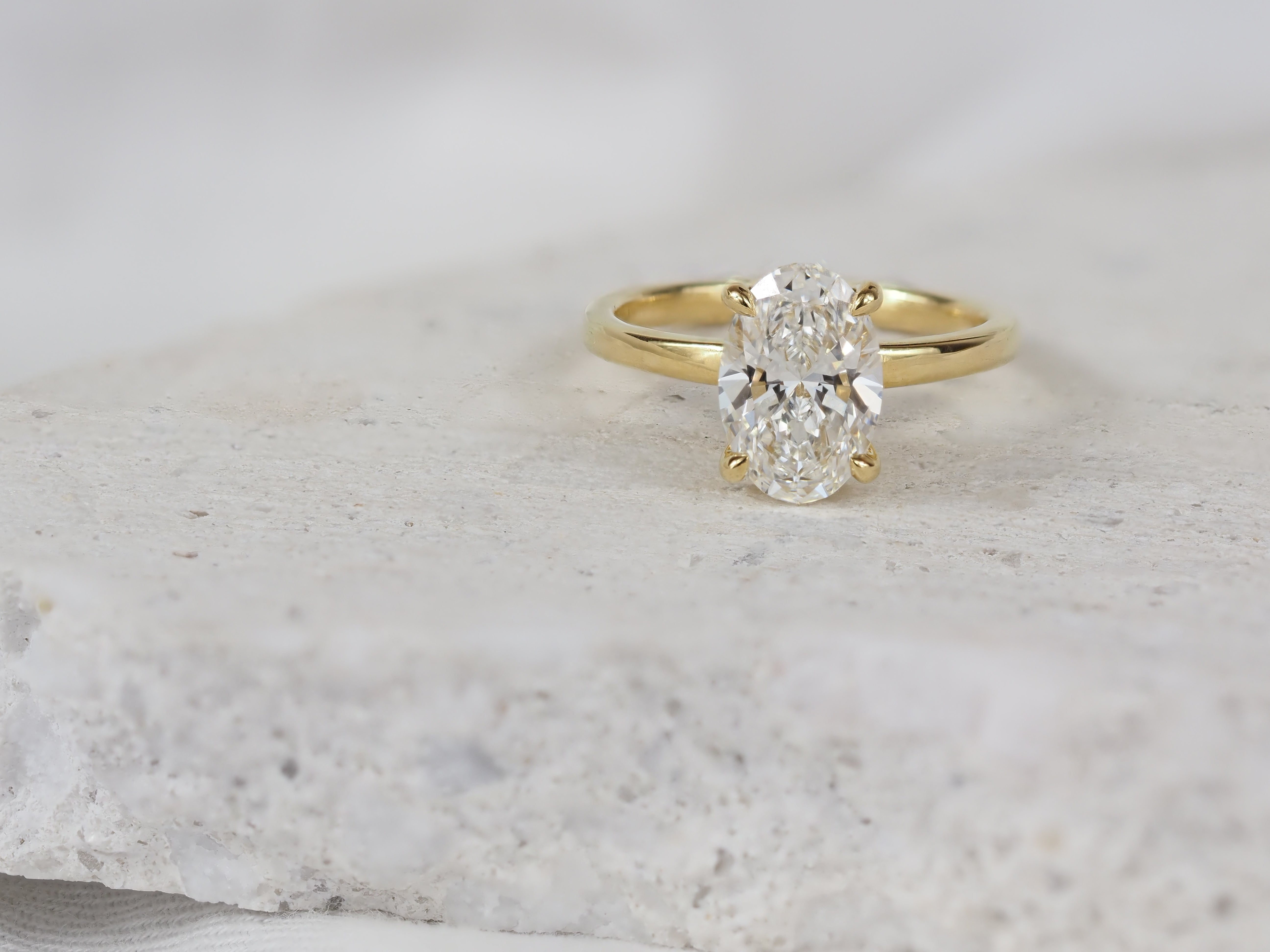 18ct Yellow Gold Lab-Grown Oval Diamond Engagement Ring, 2.06ct centre
