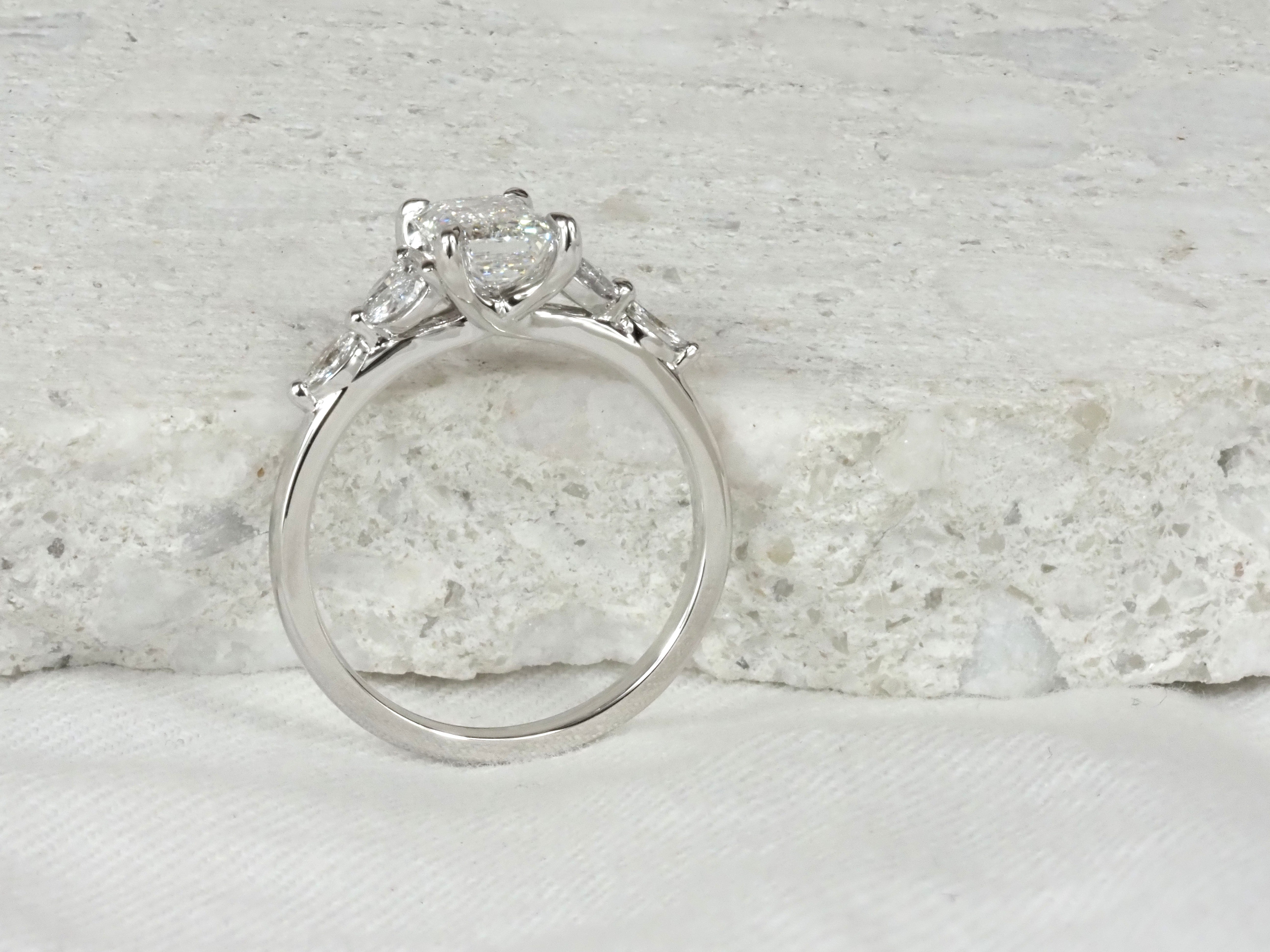 18ct White Gold Emerald Lab-Grown Diamond Engagement Ring, 1.27ct Centre