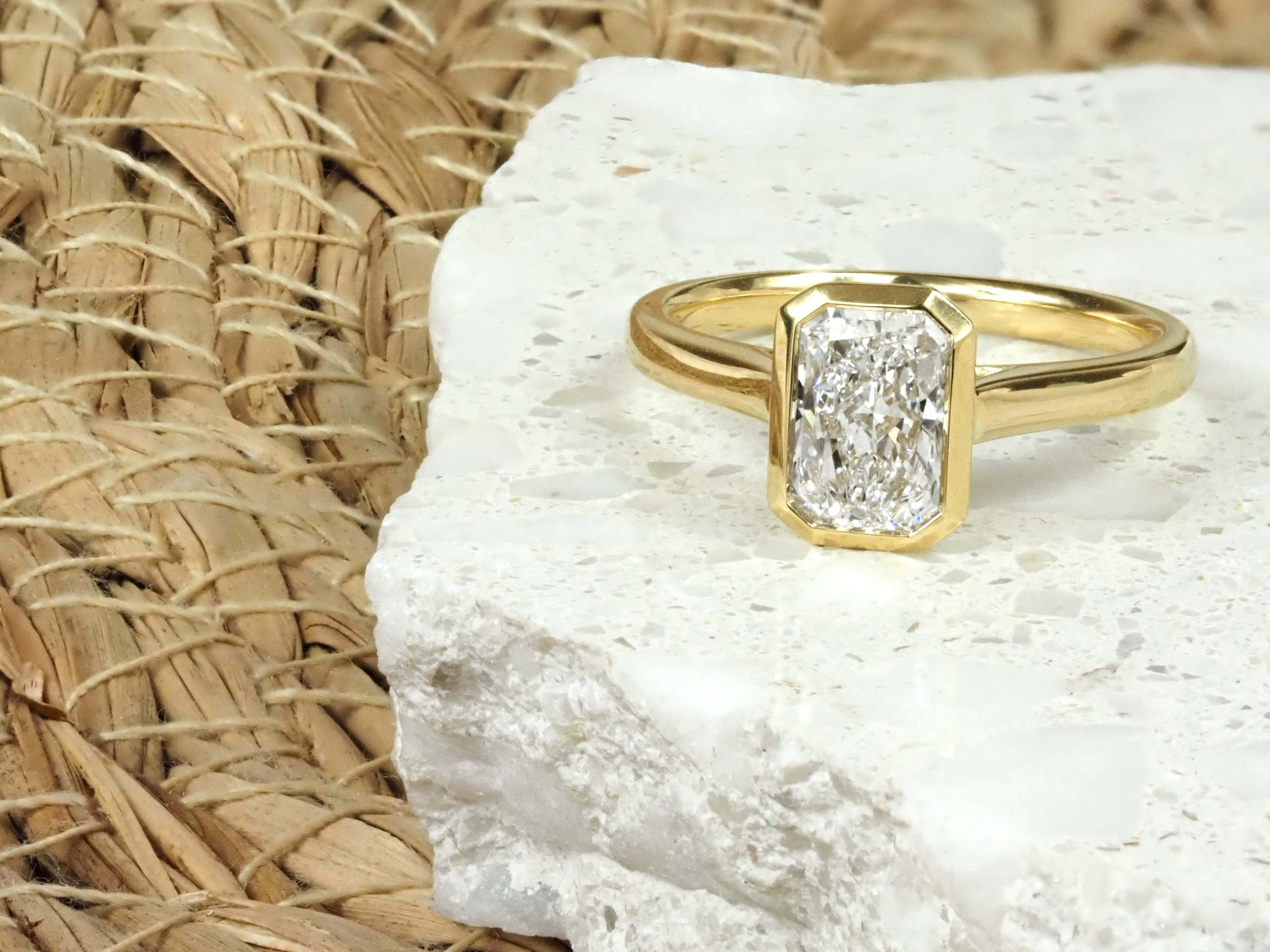 18ct Yellow Gold Radiant Lab-Grown Diamond Engagement Ring, 1.36ct Centre