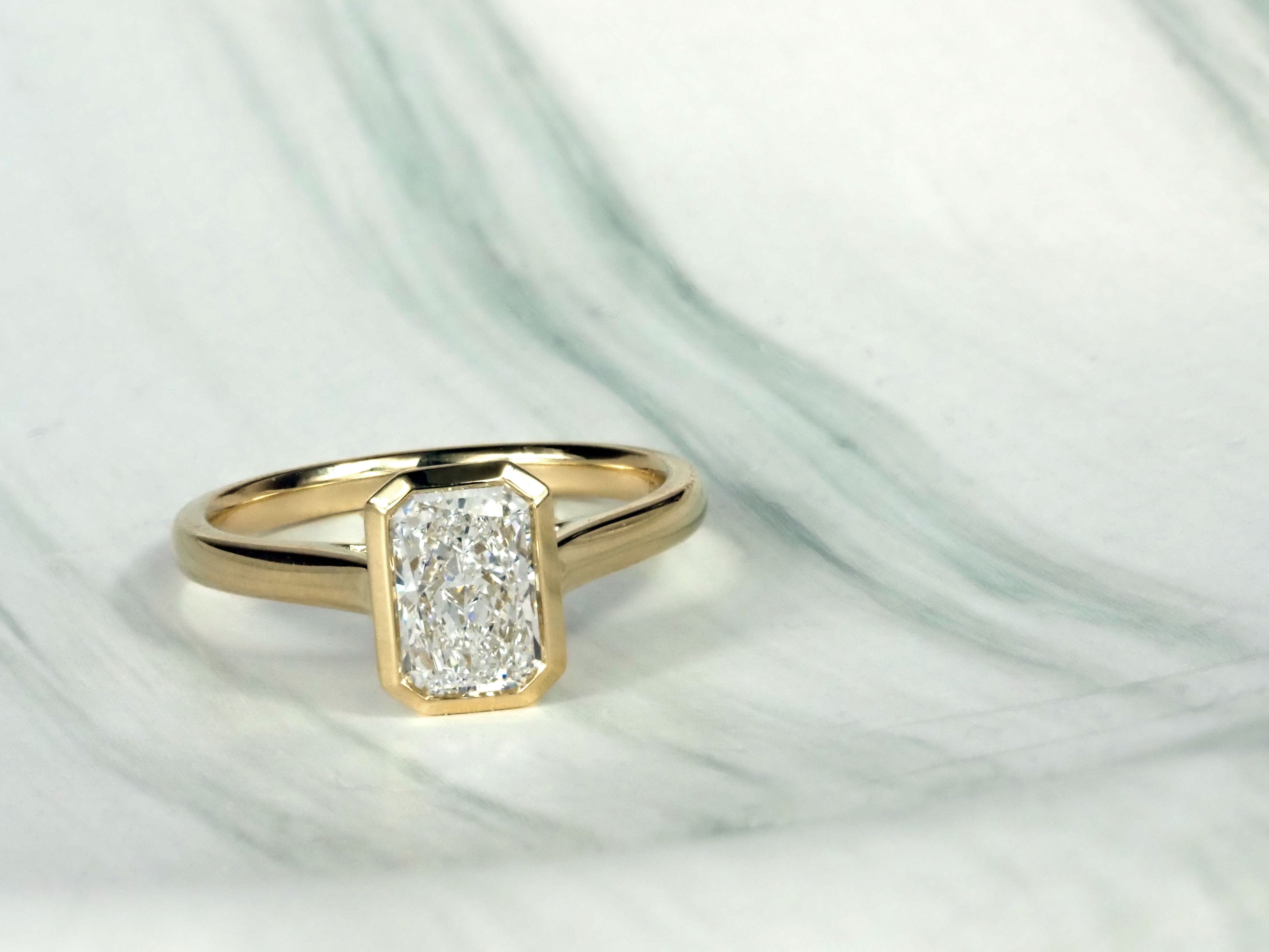 18ct Yellow Gold Radiant Lab-Grown Diamond Engagement Ring, 1.36ct Centre