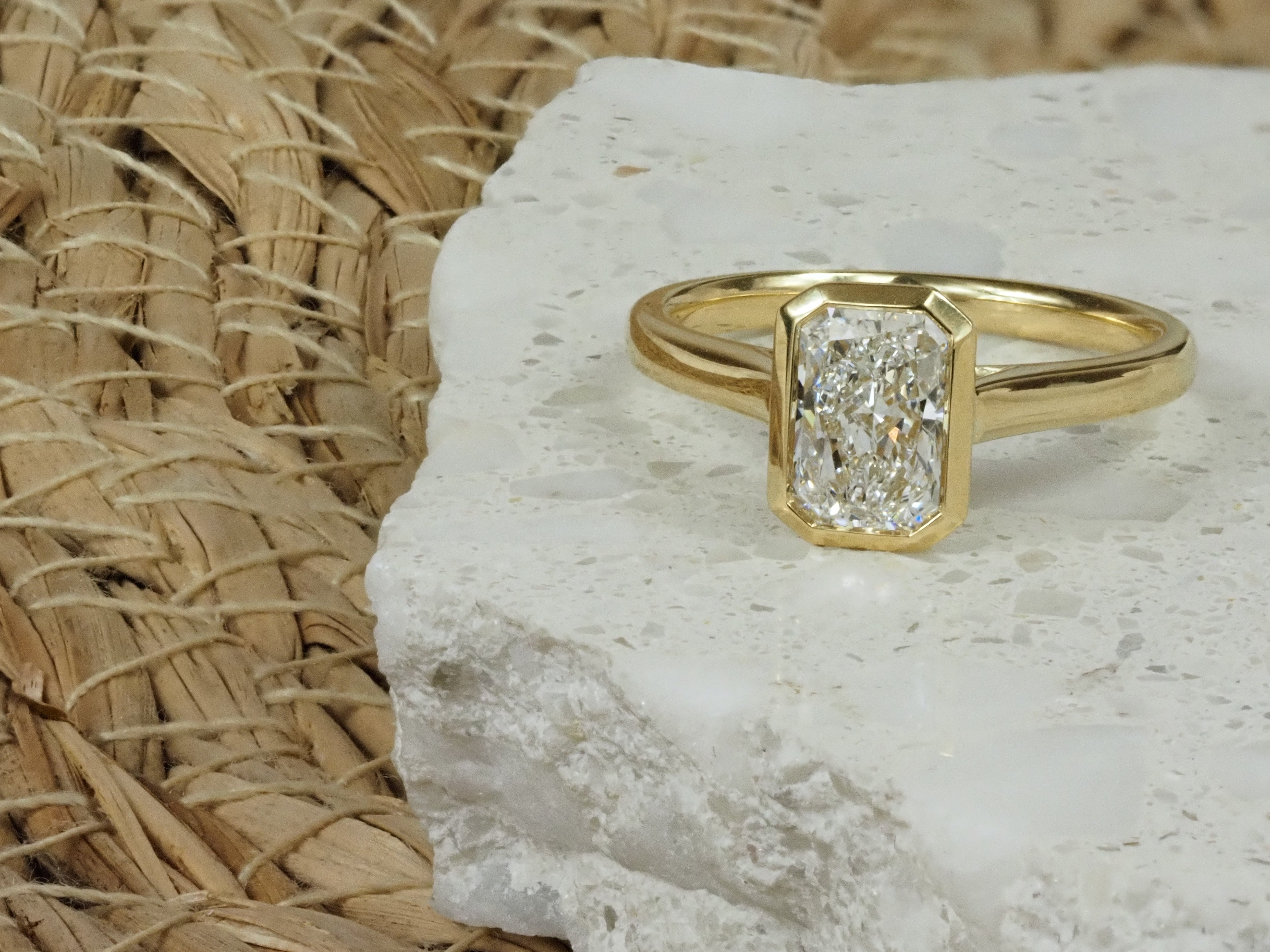 18ct Yellow Gold Radiant Lab-Grown Diamond Engagement Ring, 1.36ct Centre