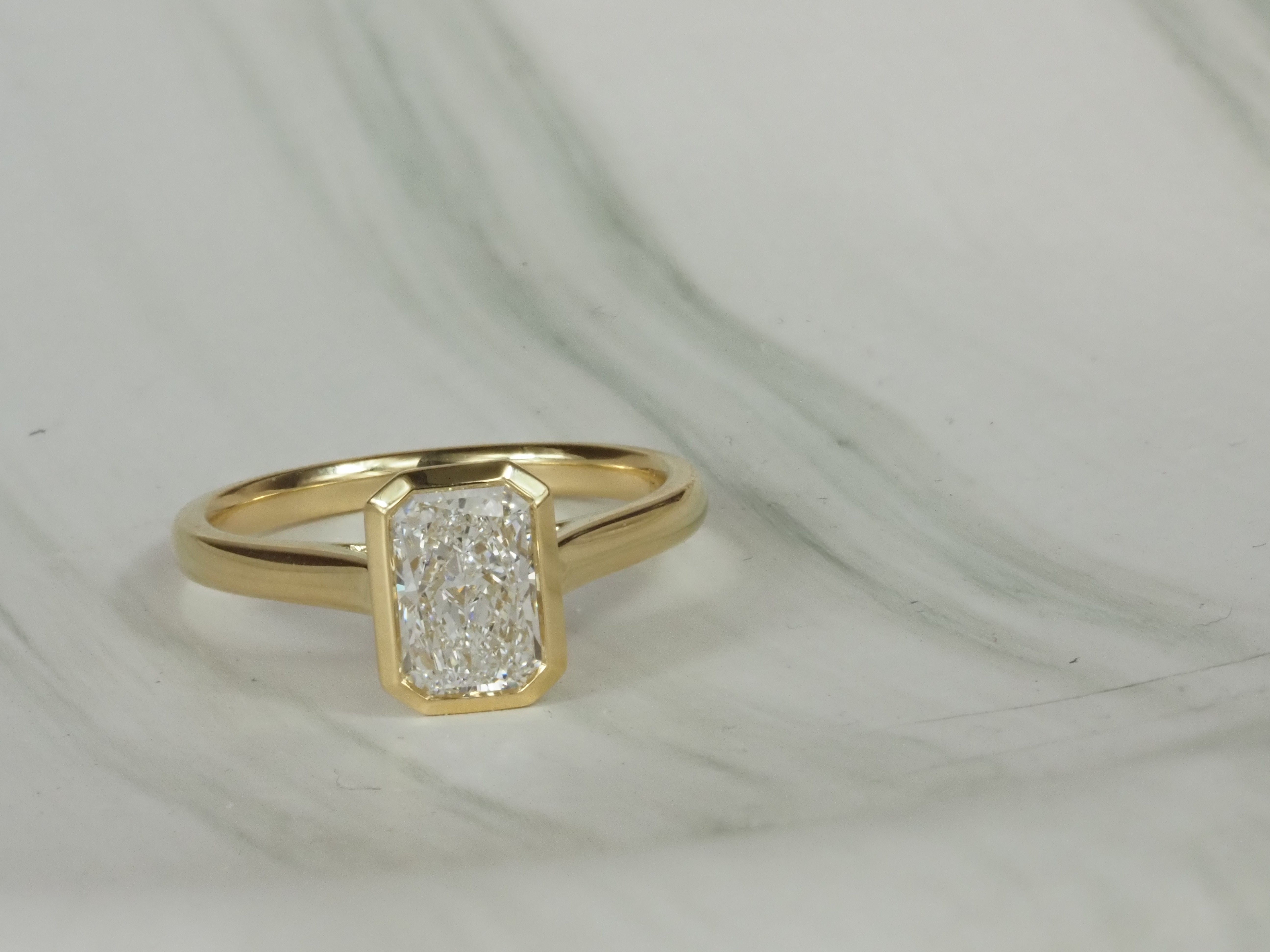 18ct Yellow Gold Radiant Lab-Grown Diamond Engagement Ring, 1.36ct Centre