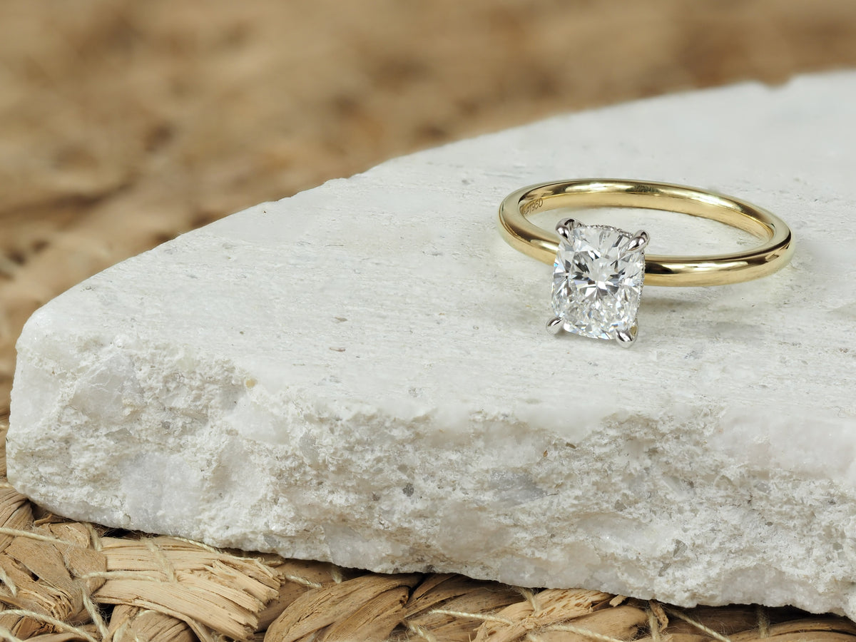 18ct Yellow and Platinum Cushion Lab-Grown Diamond Engagement Ring, 1.52ct Centre