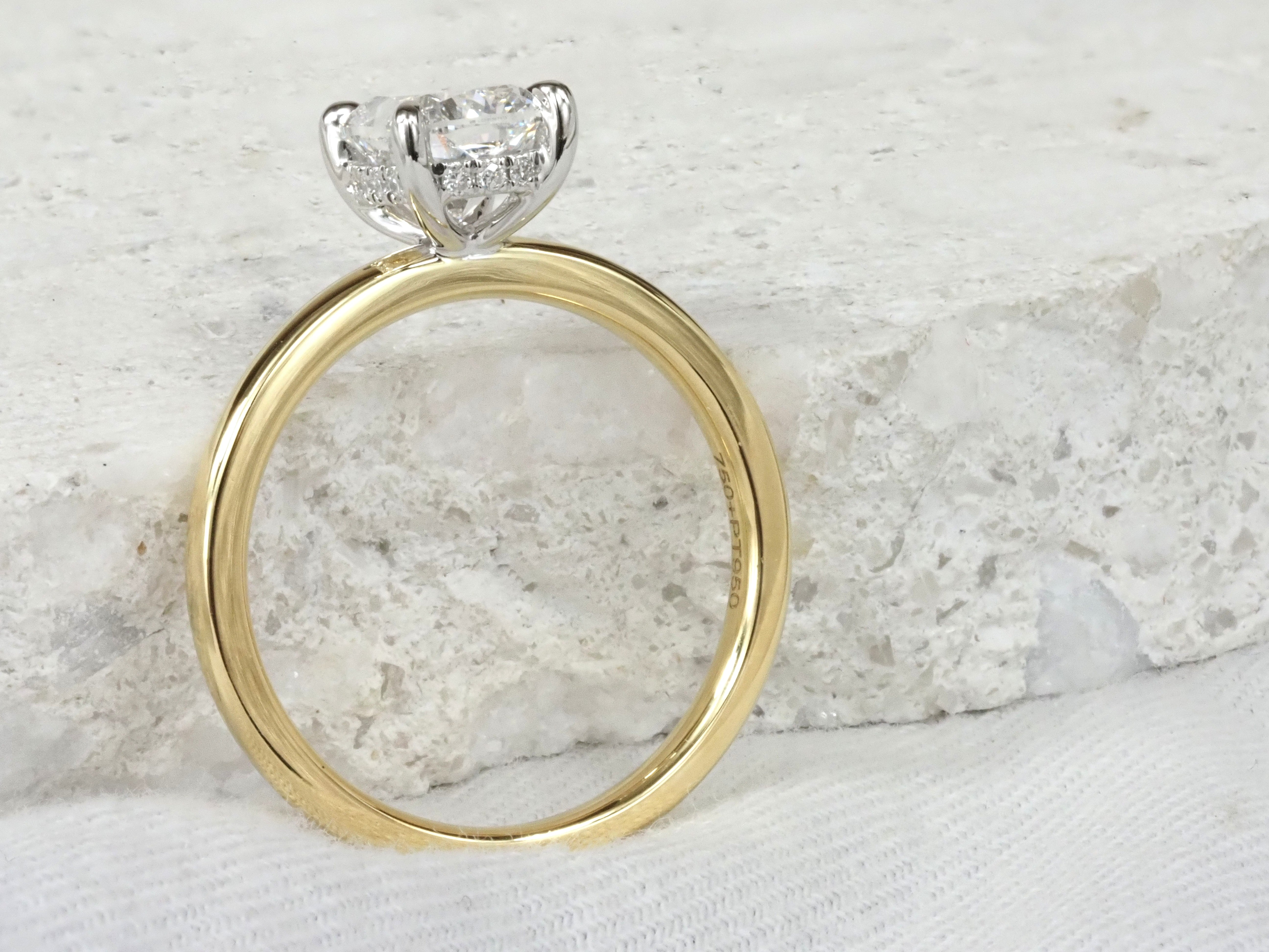 18ct Yellow and Platinum Cushion Lab-Grown Diamond Engagement Ring, 1.52ct Centre