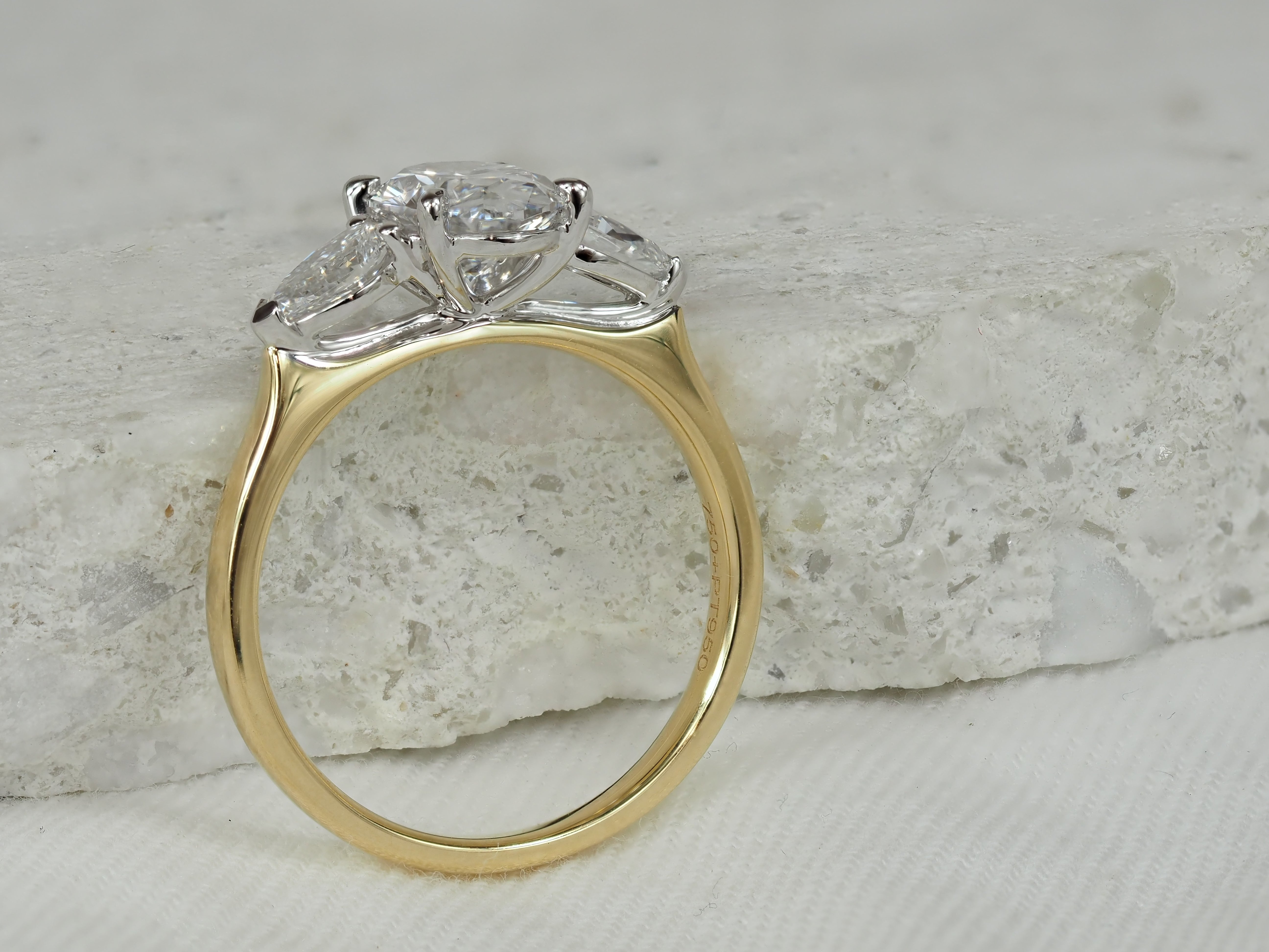 18ct Yellow Gold and Platnium Oval and Pear Lab-Grown Diamond Engagement Ring, 1.20ct Centre