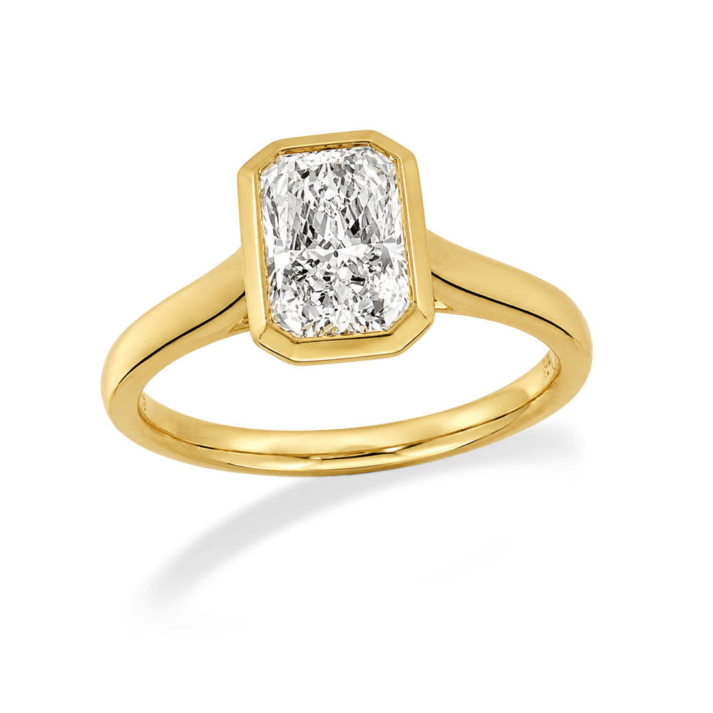 18ct Yellow Gold Radiant Lab-Grown Diamond Engagement Ring, 1.36ct Centre