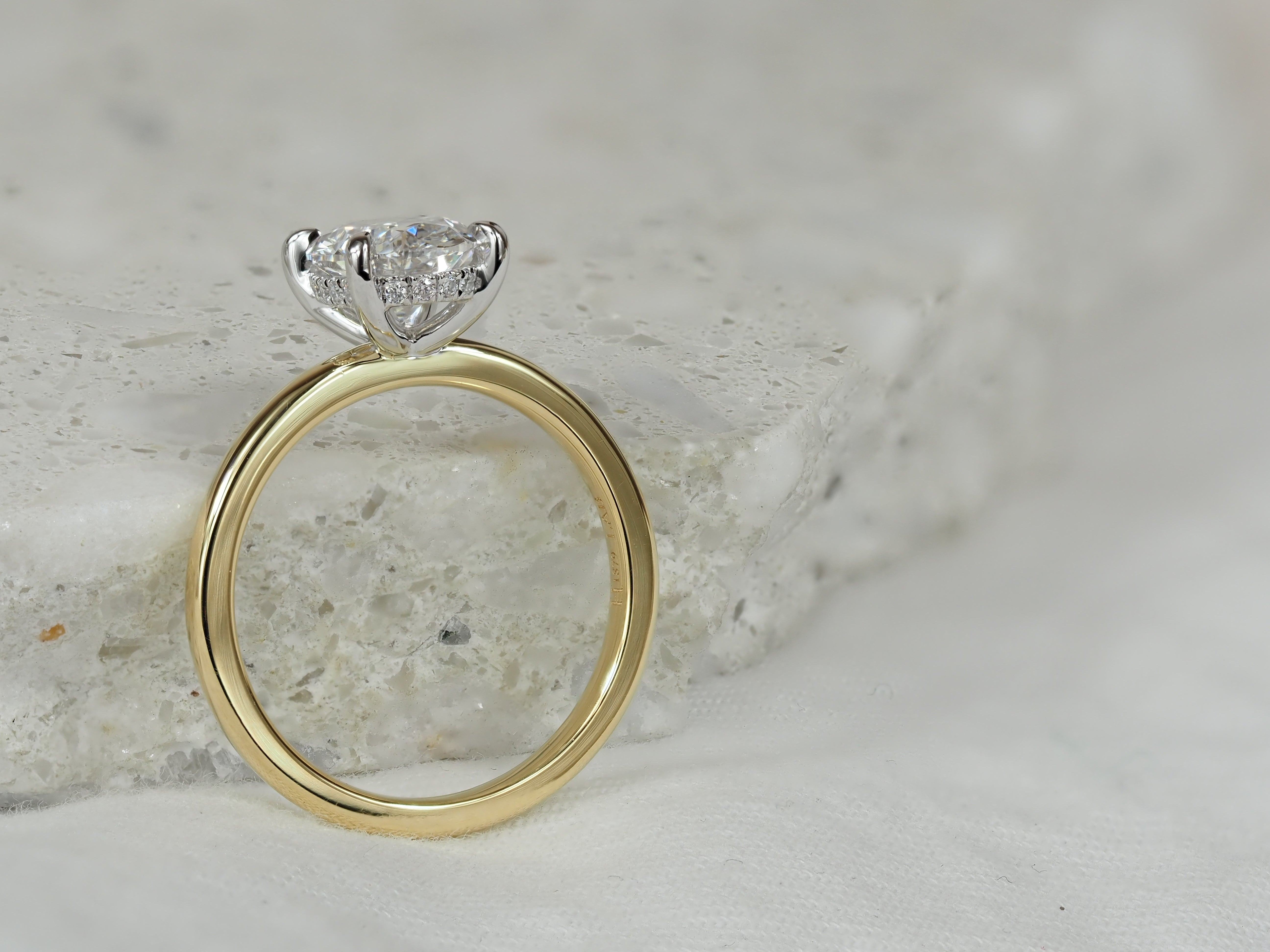 18ct Yellow Gold and Platinum Oval Lab-Grown Diamond Engagement Ring, 1.91ct Centre