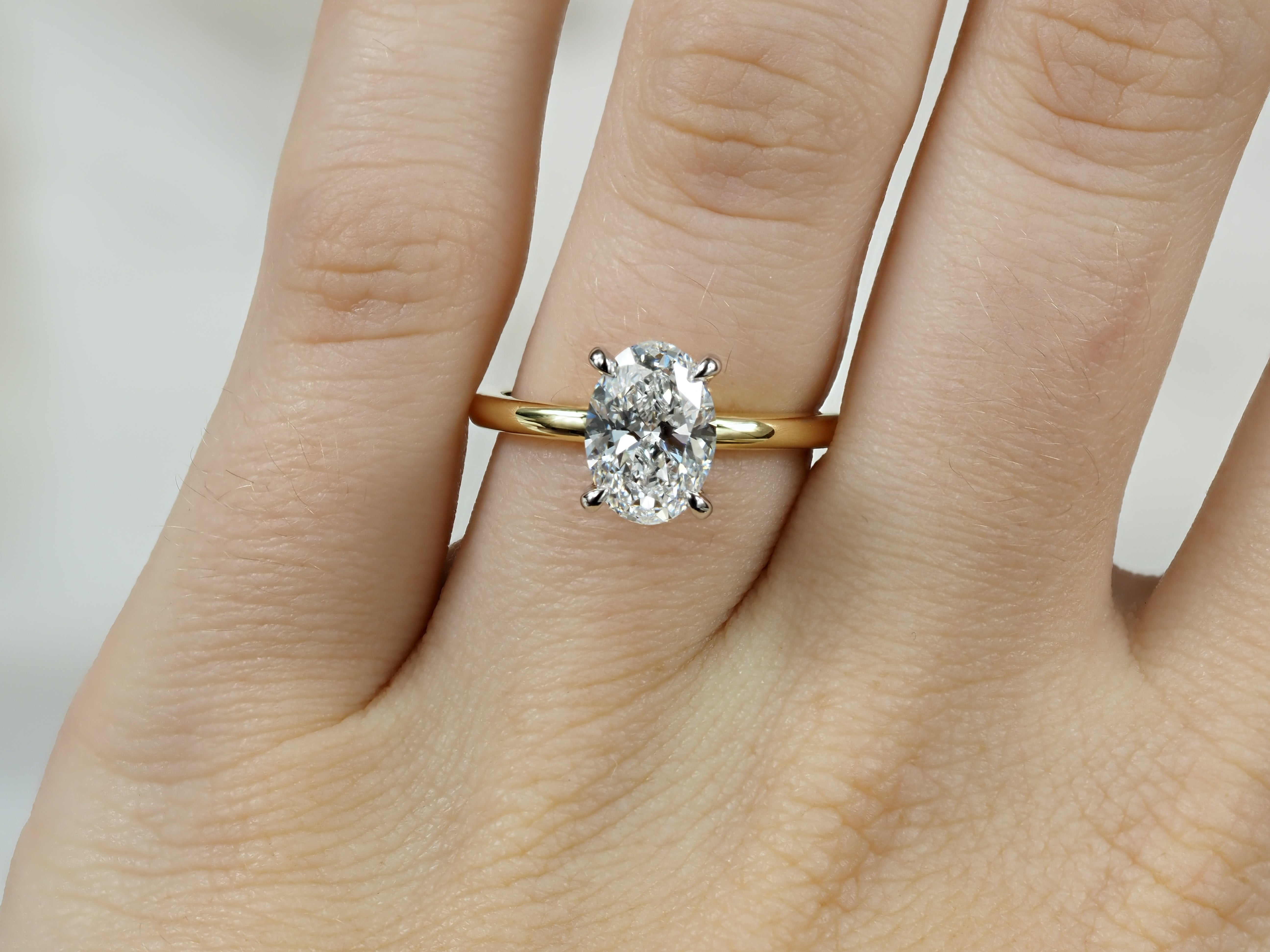 18ct Yellow Gold and Platinum Oval Lab-Grown Diamond Engagement Ring, 1.91ct Centre