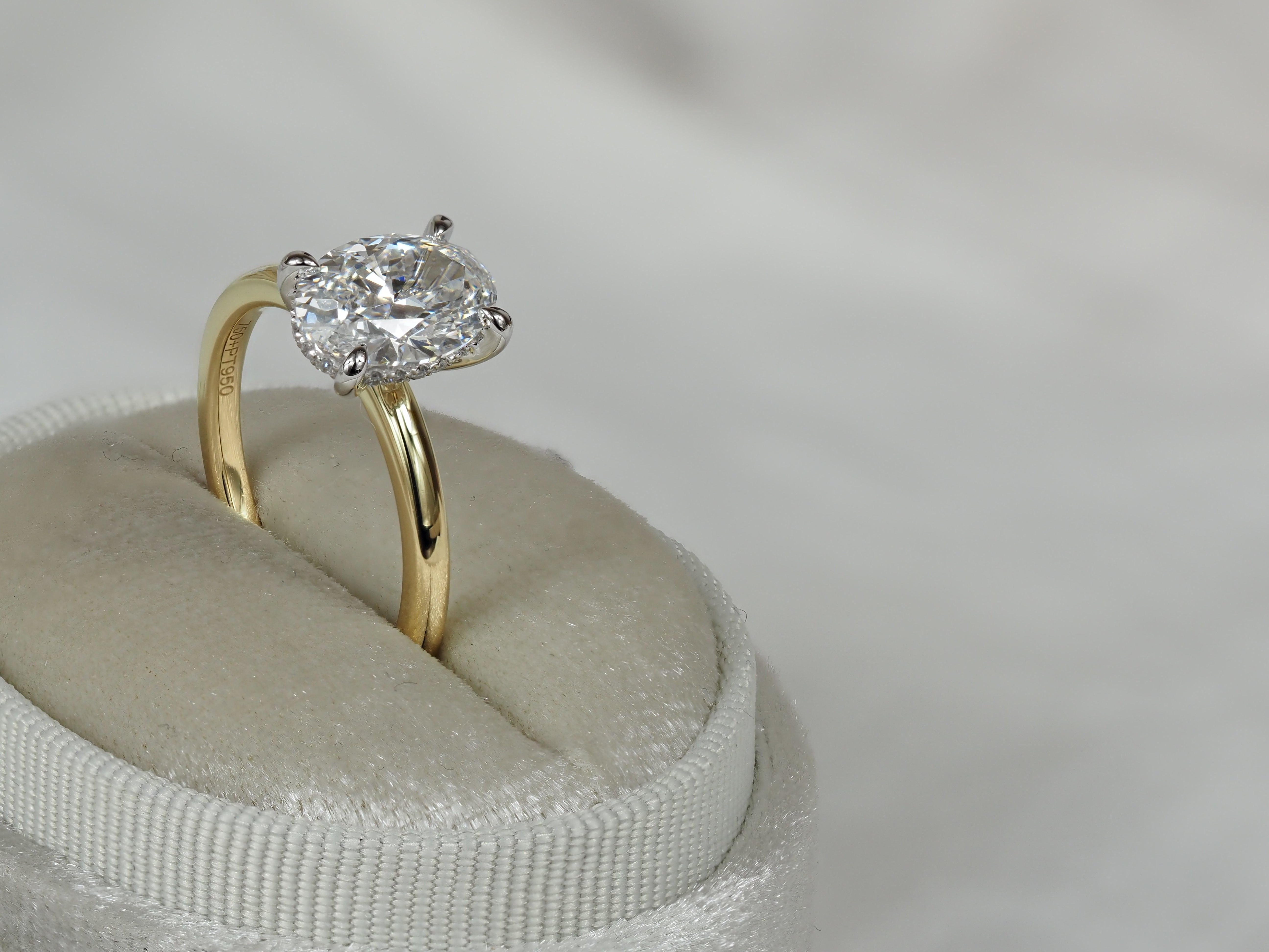 18ct Yellow Gold and Platinum Oval Lab-Grown Diamond Engagement Ring, 1.91ct Centre