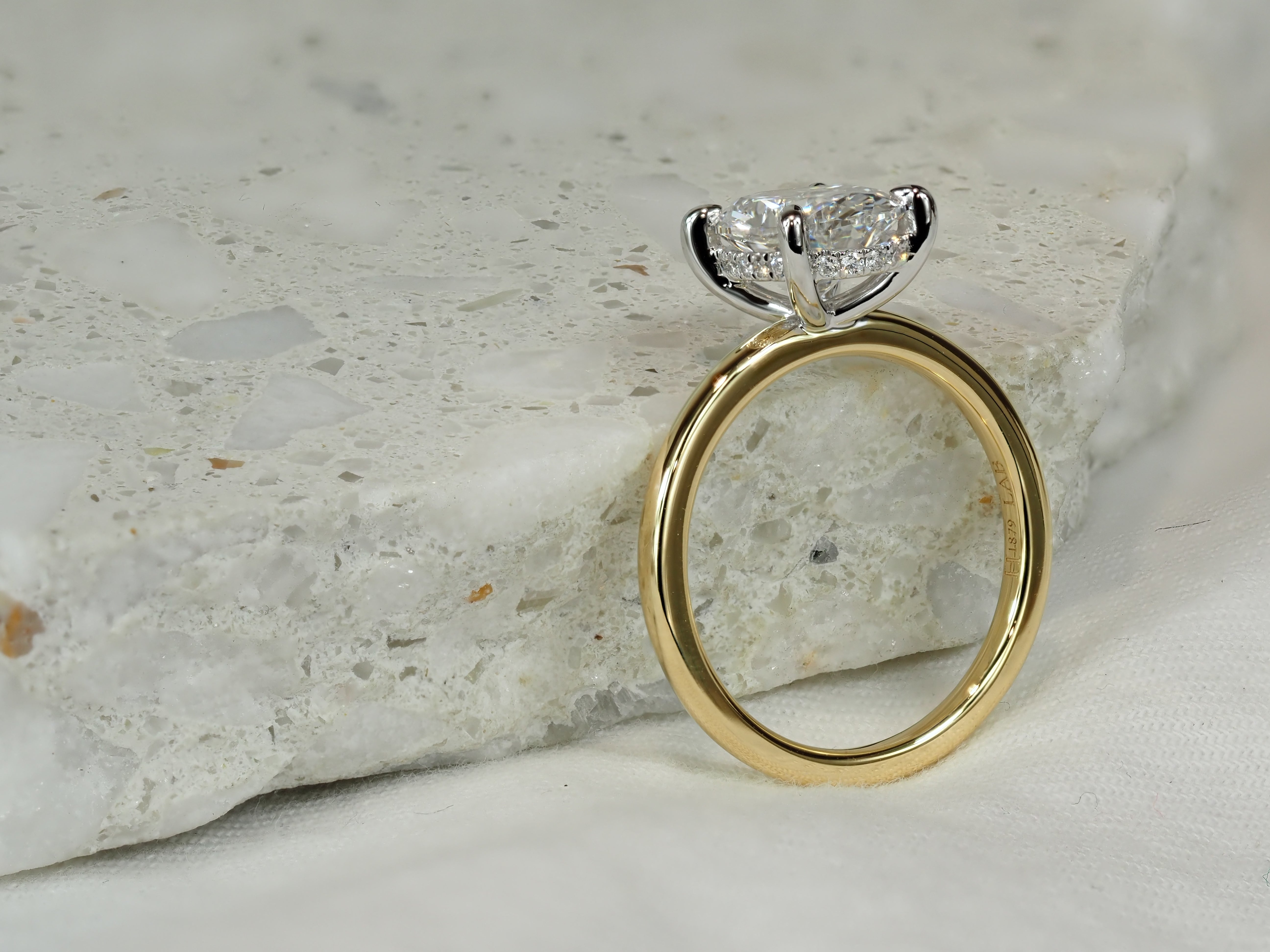 18ct Yellow Gold and Platinum Oval Lab-Grown Diamond Engagement Ring, 2.45ct Centre