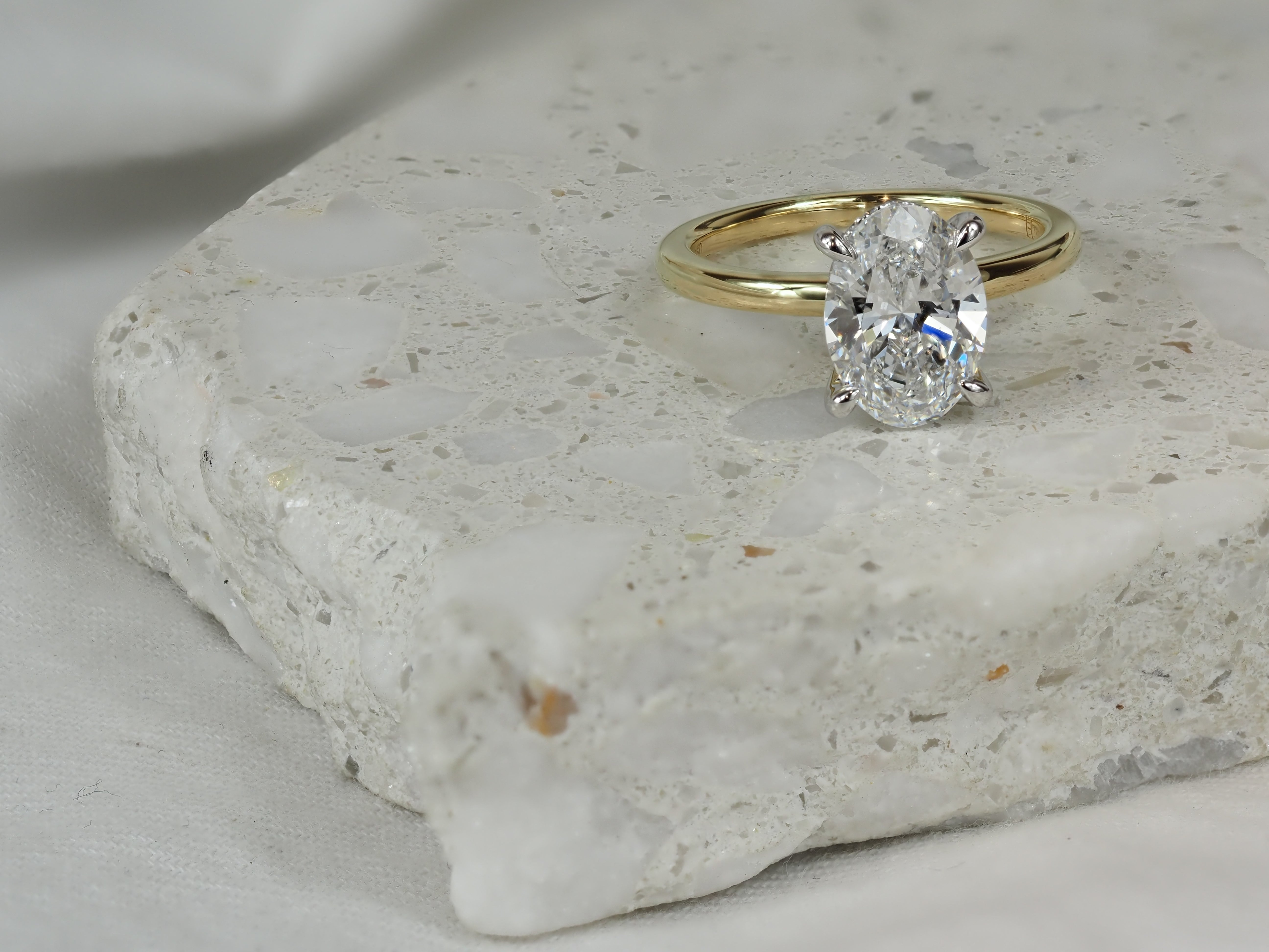 18ct Yellow Gold and Platinum Oval Lab-Grown Diamond Engagement Ring, 2.45ct Centre