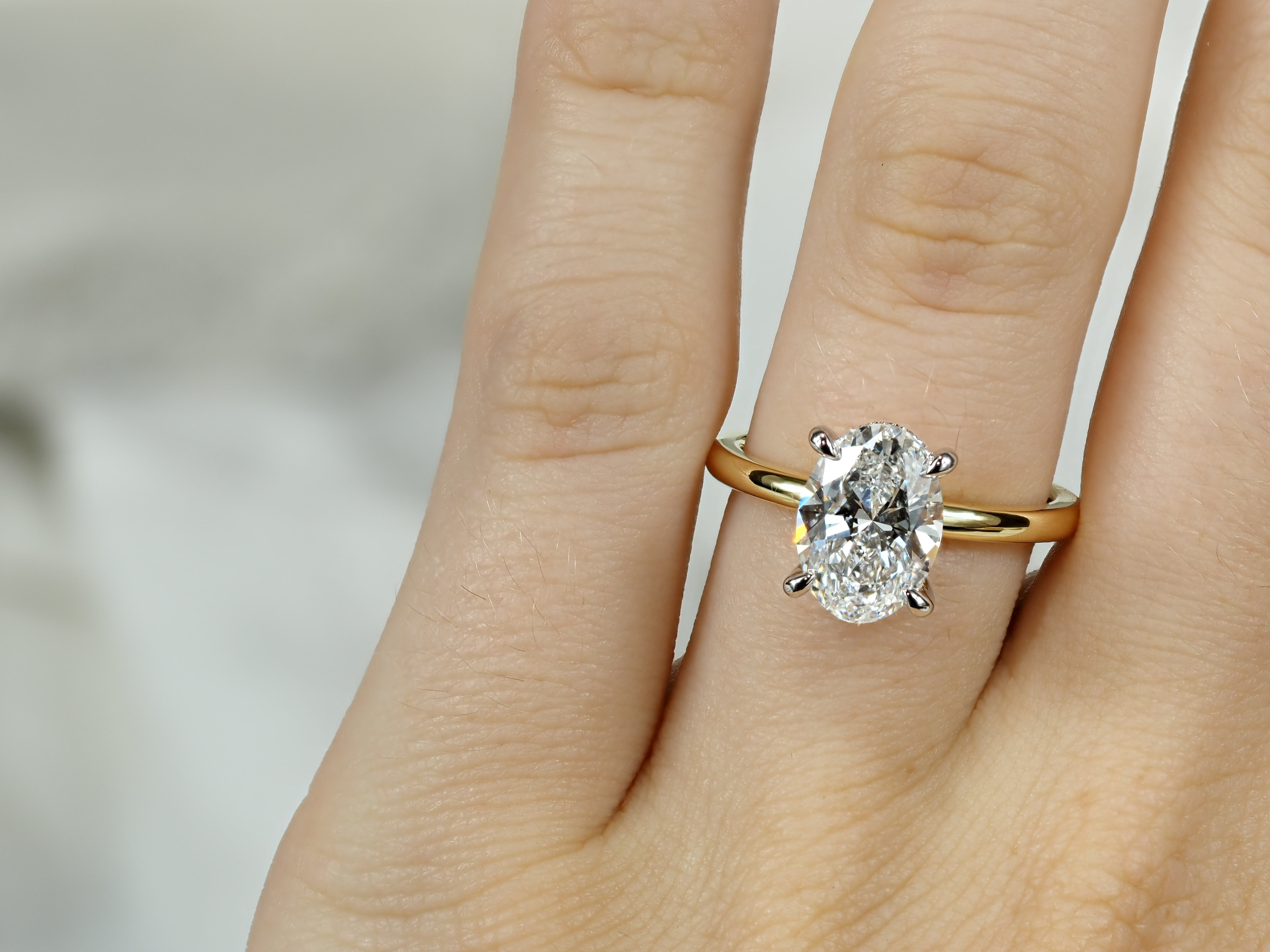 18ct Yellow Gold and Platinum Oval Lab-Grown Diamond Engagement Ring, 2.45ct Centre