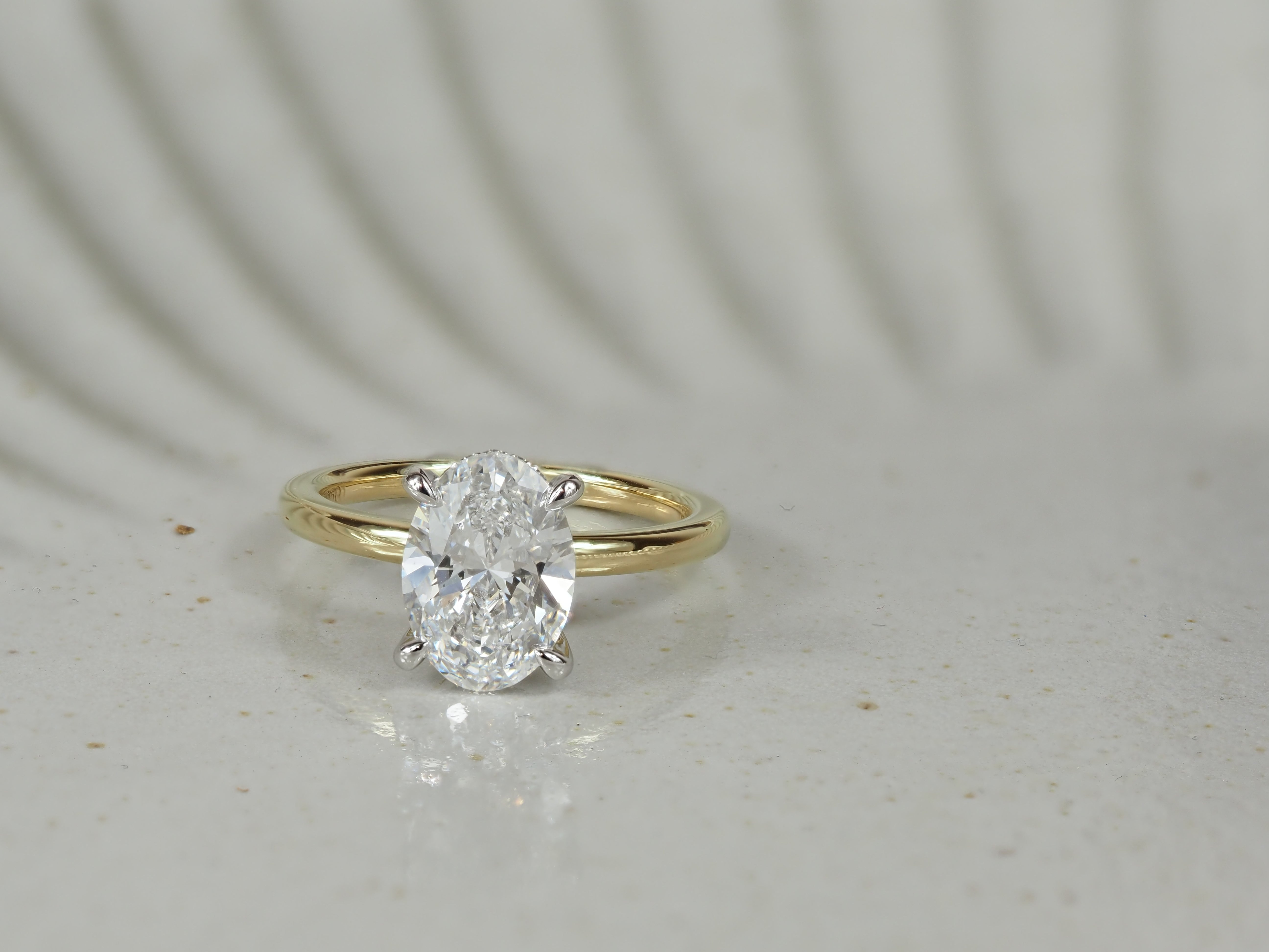 18ct Yellow Gold and Platinum Oval Lab-Grown Diamond Engagement Ring, 2.45ct Centre
