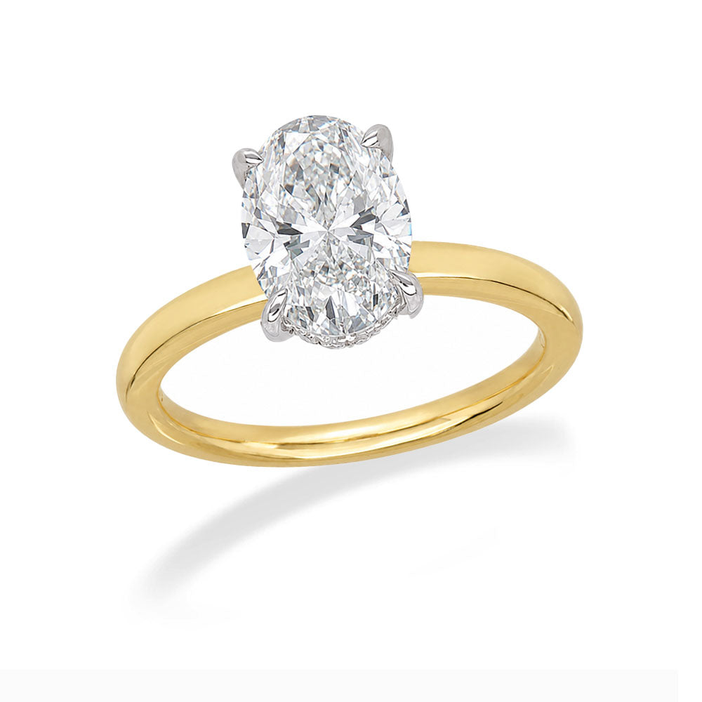 18ct Yellow Gold and Platinum Oval Lab-Grown Diamond Engagement Ring, 2.45ct Centre