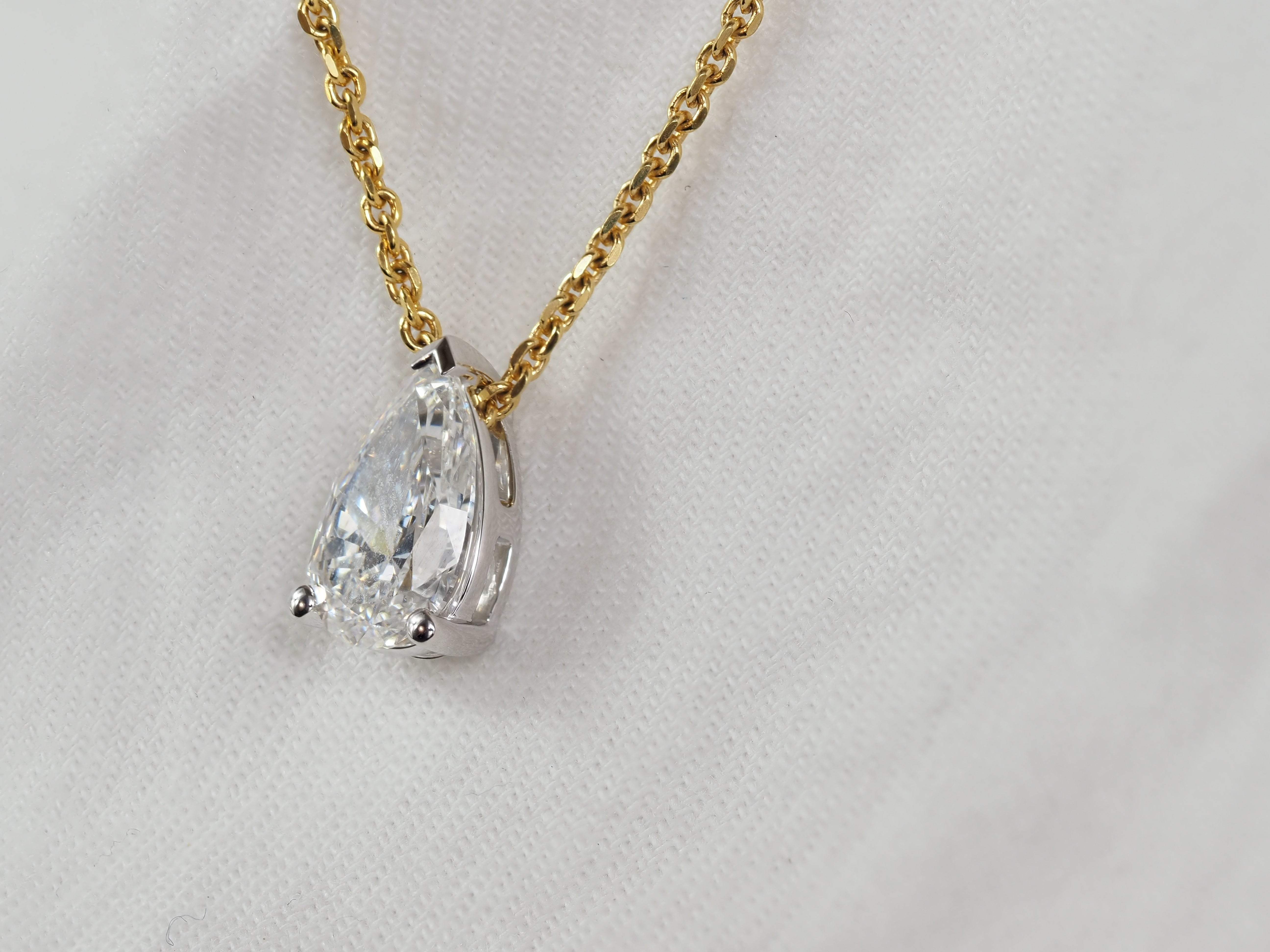 9ct White Gold Pear Lab-Grown Diamond Slider Pendant, 1.57ct
