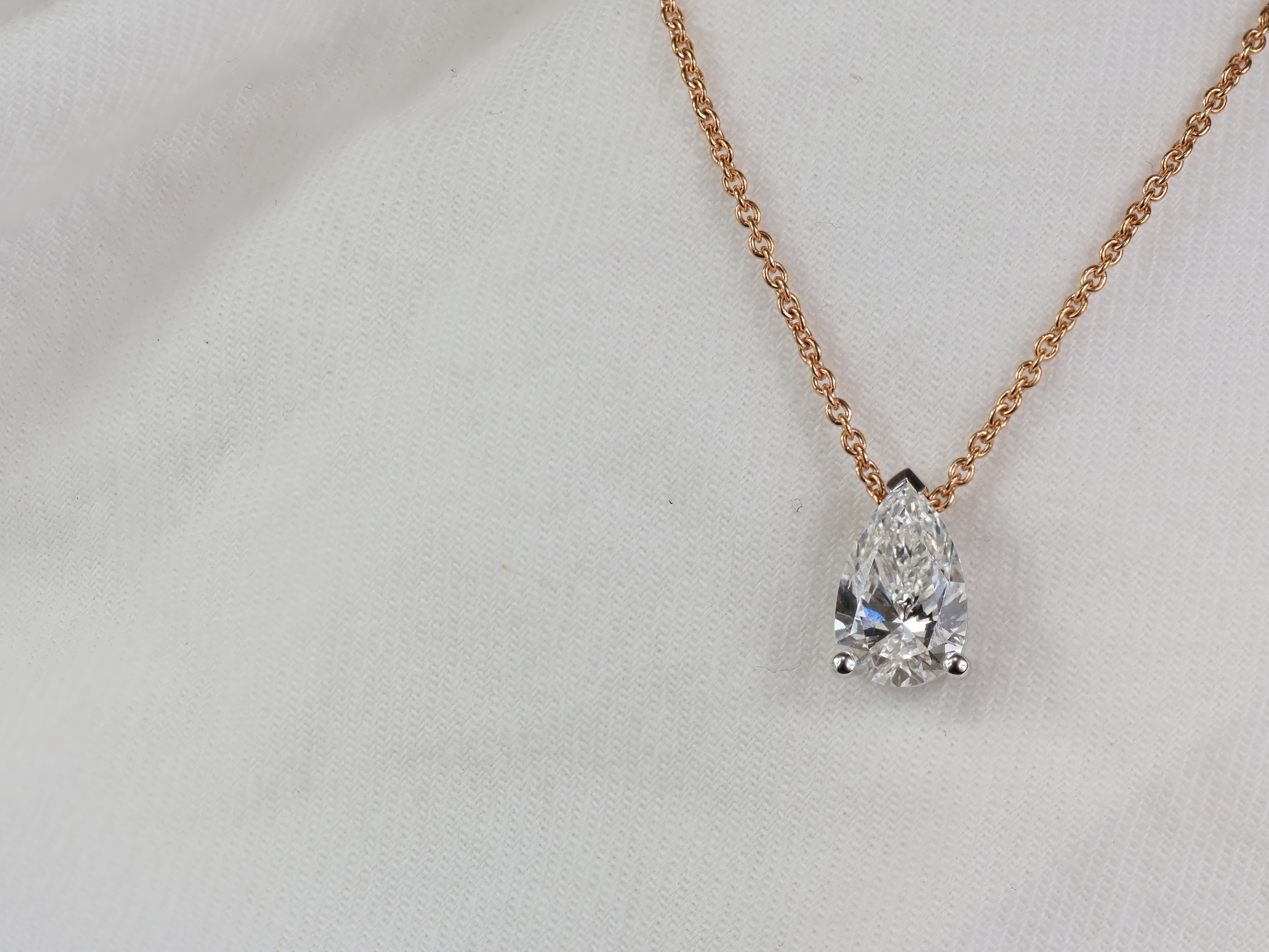 9ct White Gold Pear Lab-Grown Diamond Slider Pendant, 1.57ct