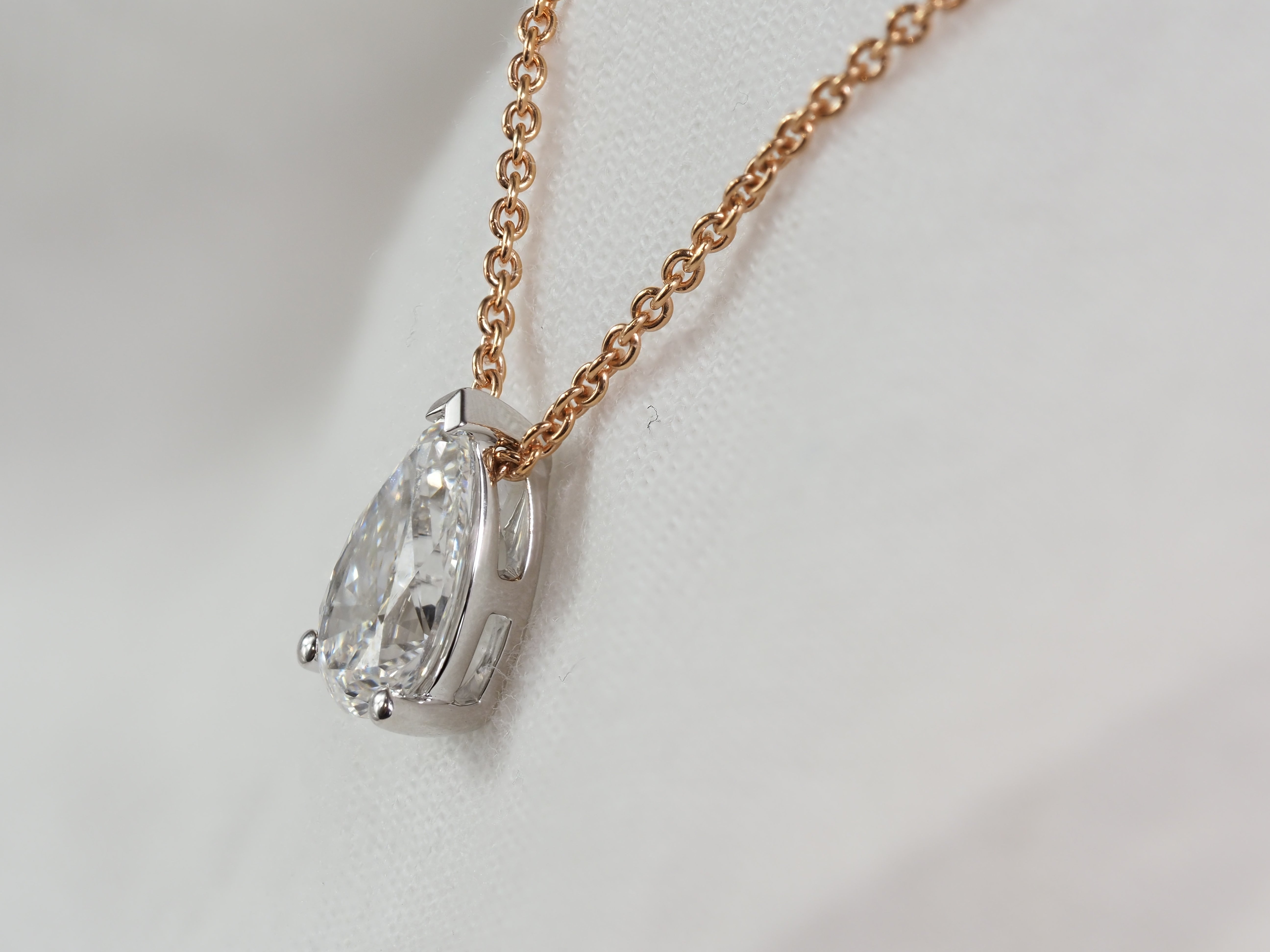 9ct White Gold Pear Lab-Grown Diamond Slider Pendant, 1.57ct