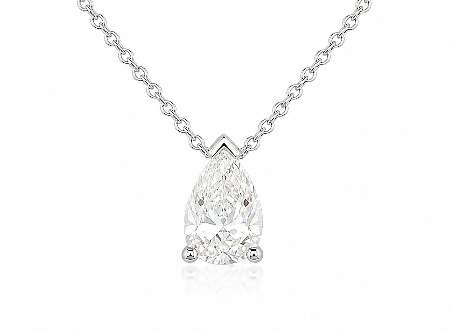 9ct White Gold Pear Lab-Grown Diamond Slider Pendant, 1.57ct