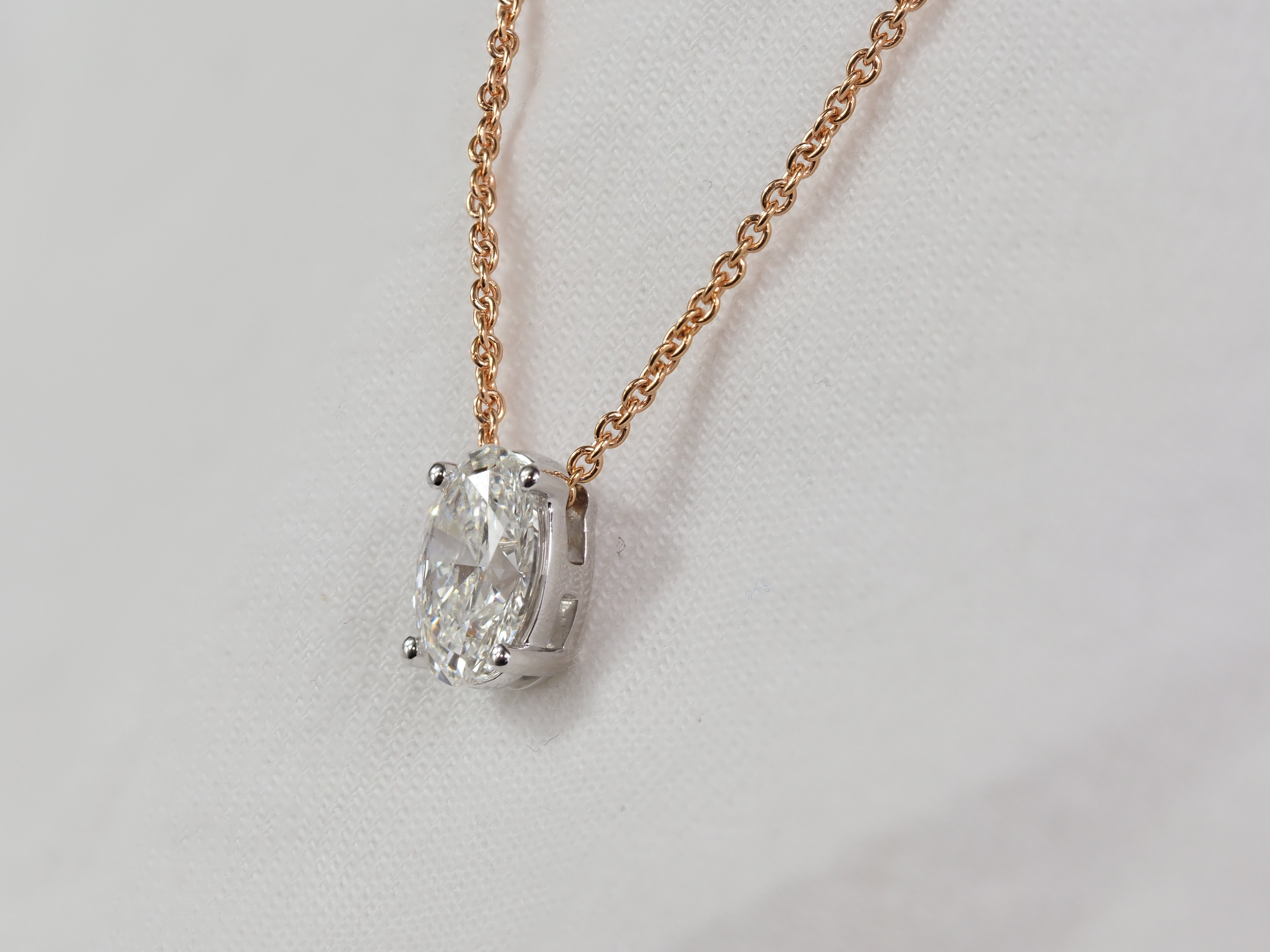 9ct White Gold Oval Lab-Grown Diamond Slider Pendant, 1.54ct