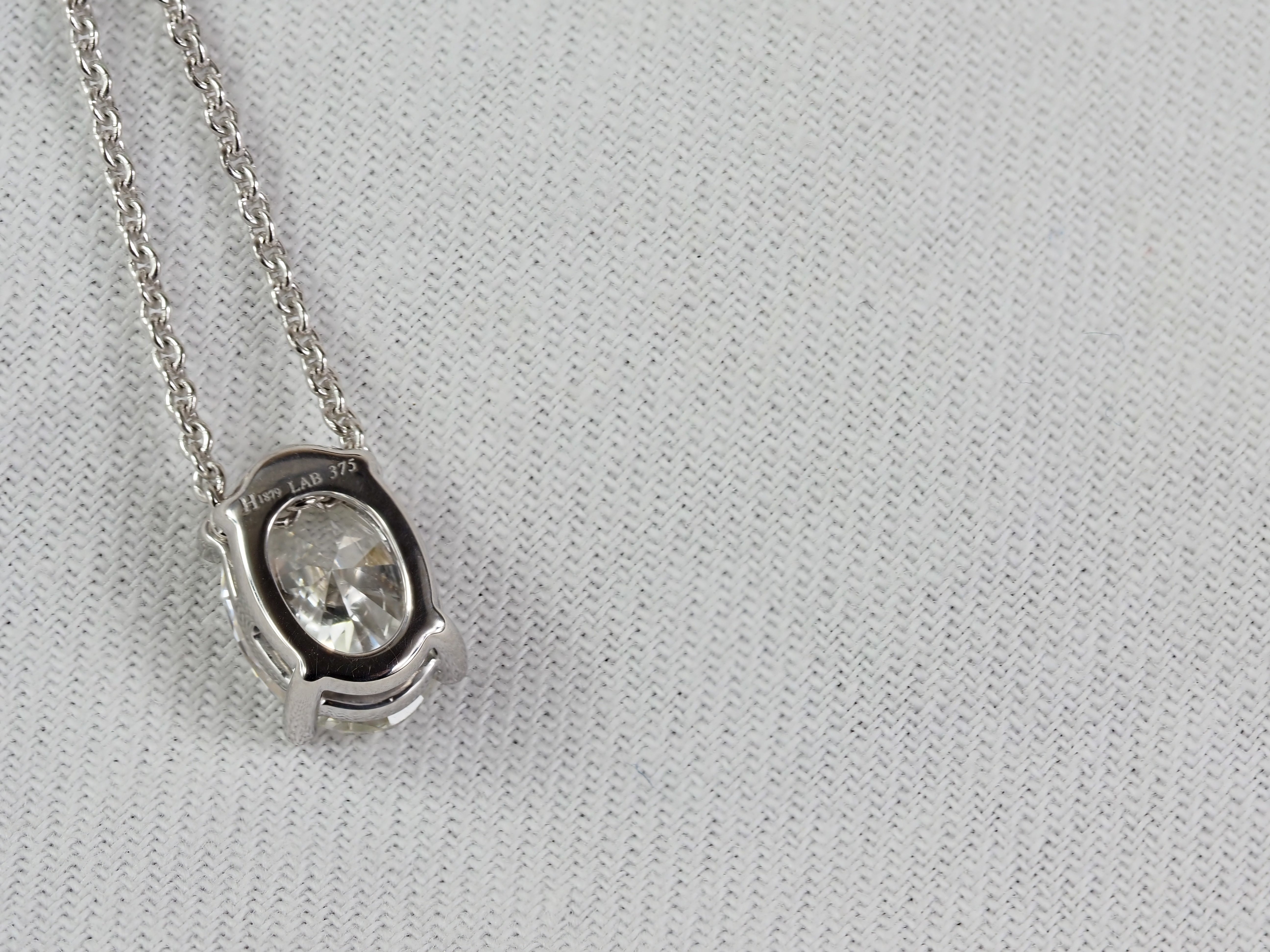 9ct White Gold Oval Lab-Grown Diamond Slider Pendant, 1.54ct