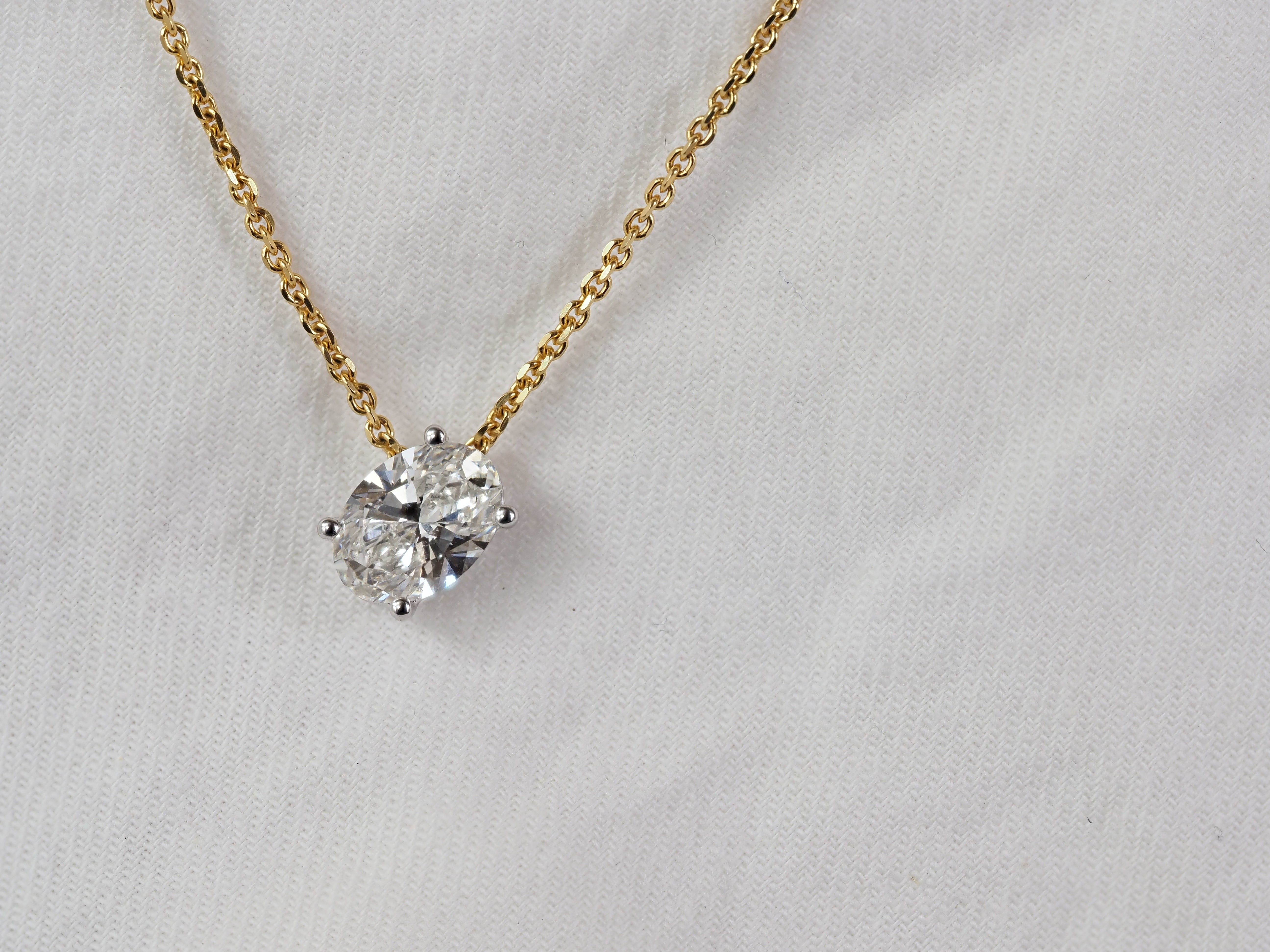 9ct White Gold Oval Lab-Grown Diamond Slider Pendant, 1.54ct