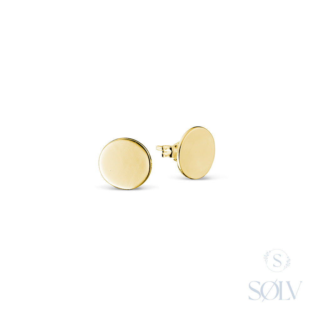 Solv Sterling Silver Gold Plated Circle Stud Earrings