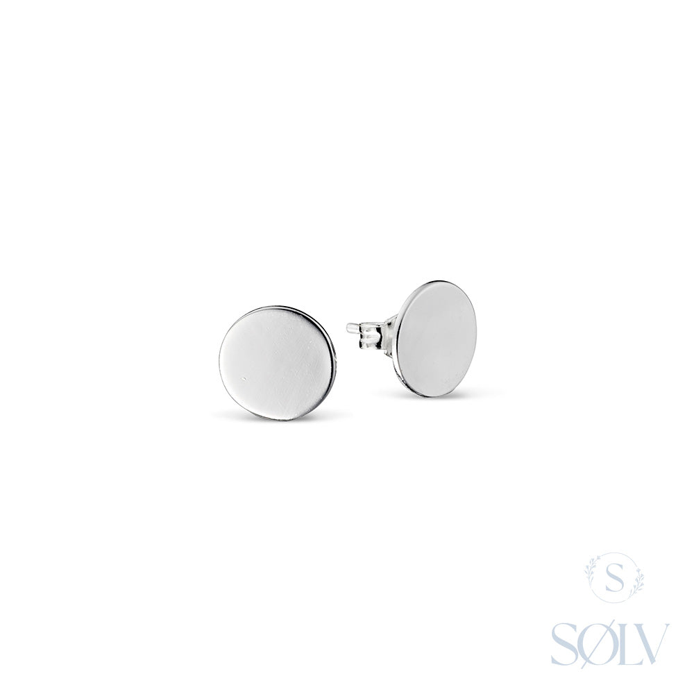 Solv Sterling Silver Disc Stud Earrings