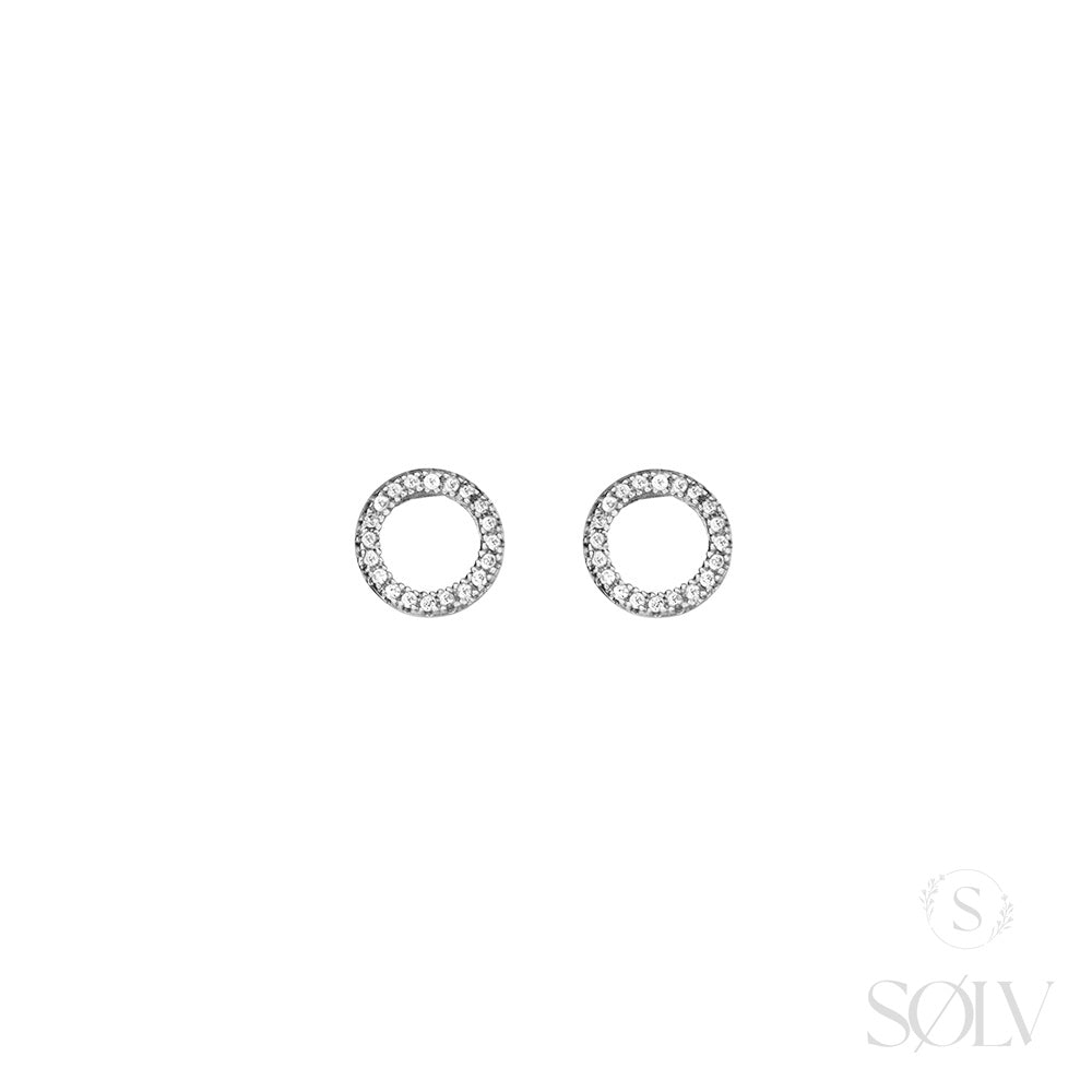 Solv Sterling Silver Cubic Zirconia Stud Earrings