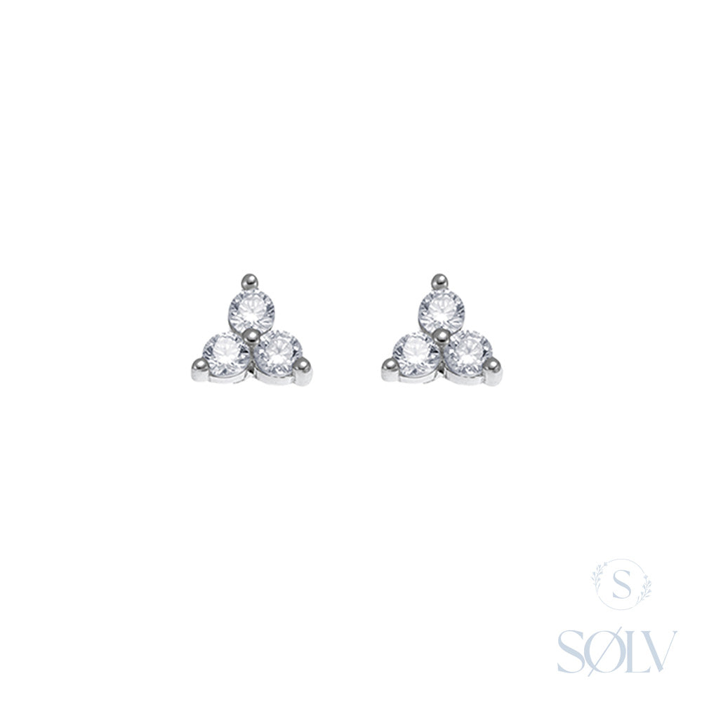 Solv Sterling Silver Cubic Zirconia Stud Earrings