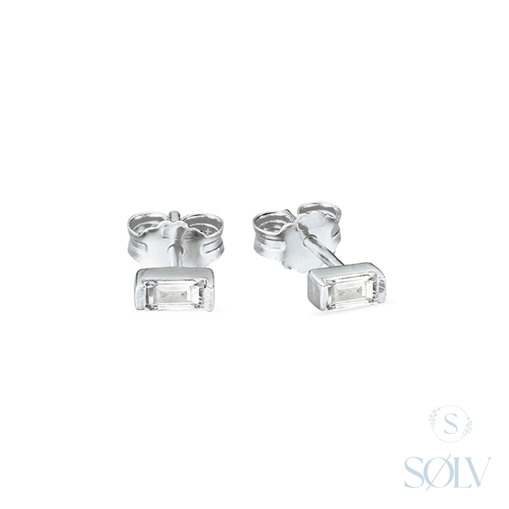 Solv Sterling Silver Cubic Zirconia Stud Earrings
