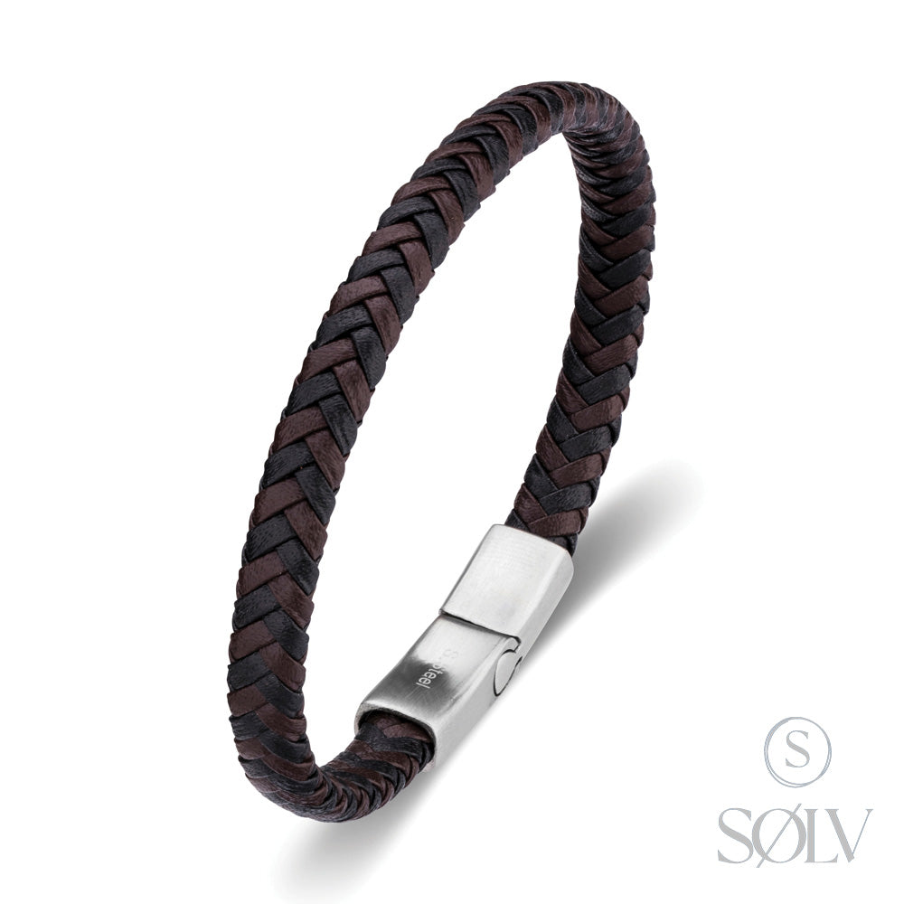 Solv Stainless Steel Leather Bracelet, 21cm