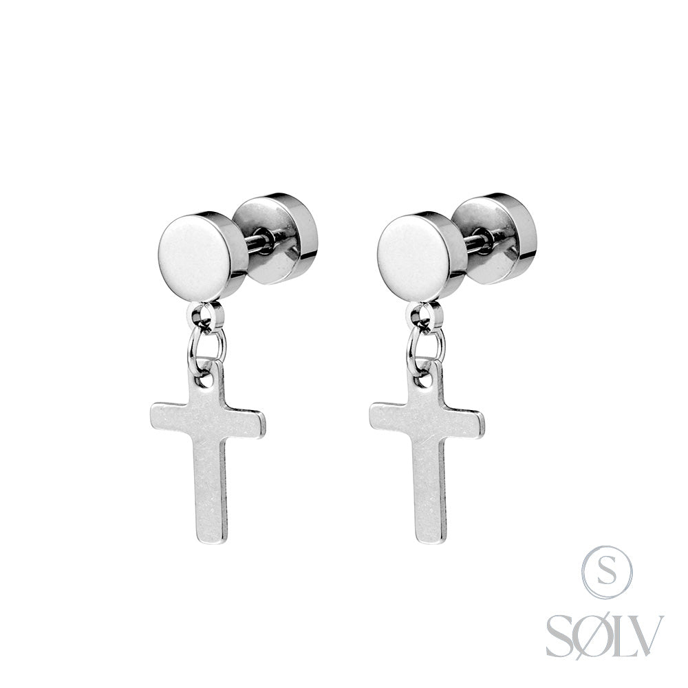 Solv Stainless Steel Studs with Dangle Cross