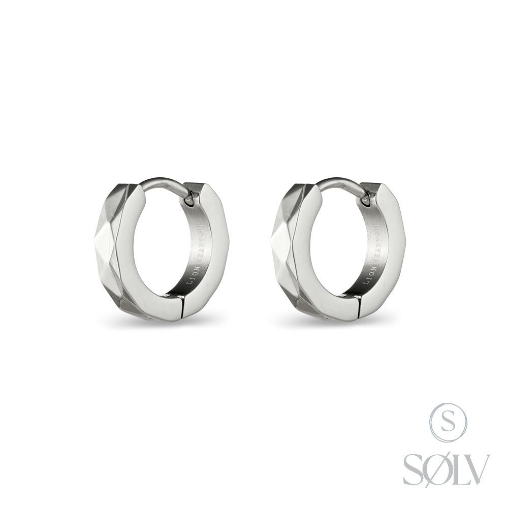 Solv Stainless Steel Detailed Huggie Earrings